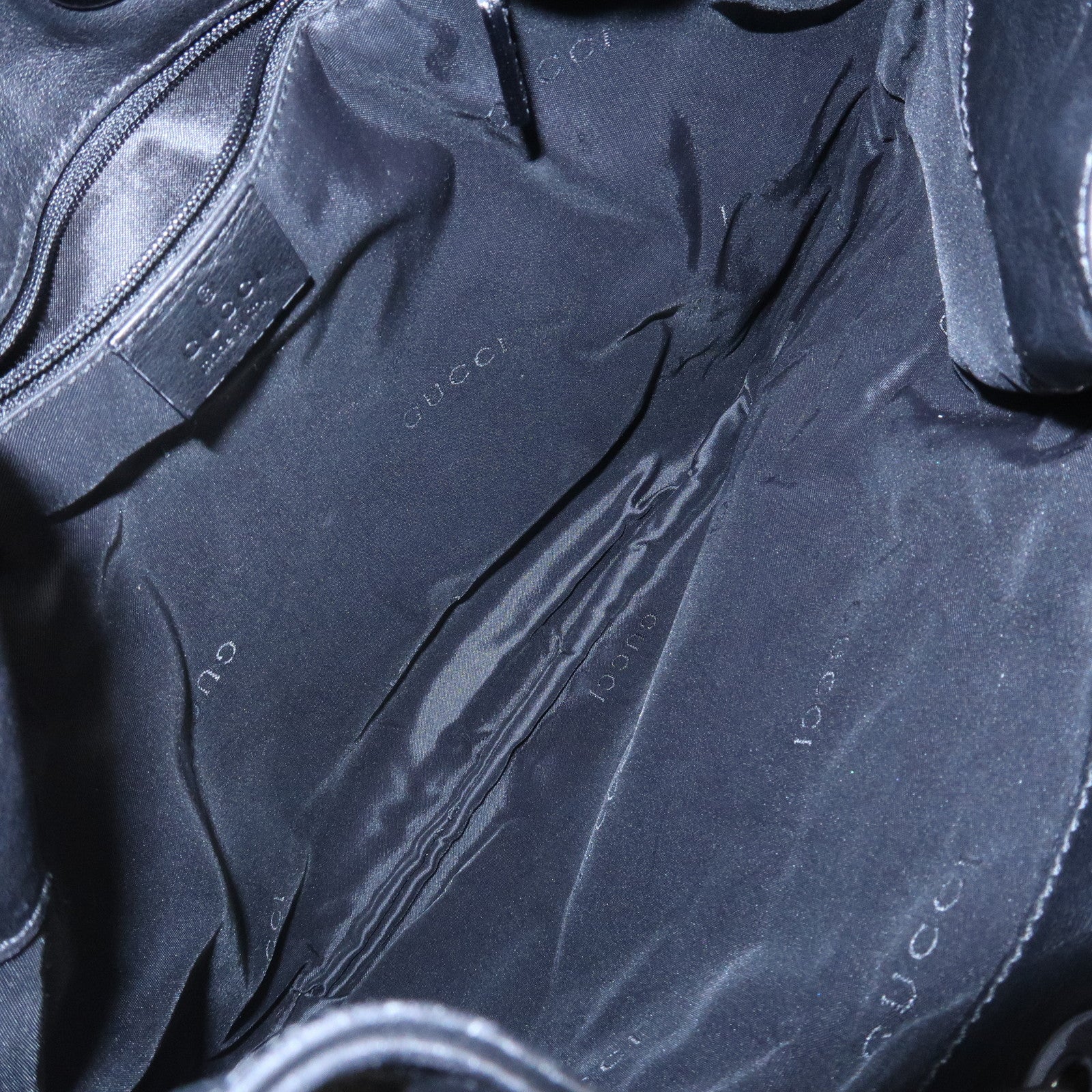 GUCCI Bamboo Leather Shoulder Bag Hand Bag Black 001・4033