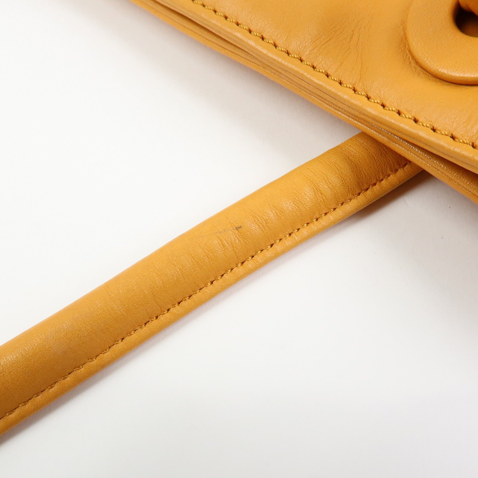 CHANEL COCO Mark Leather Tote Bag Shoulder Bag Orange