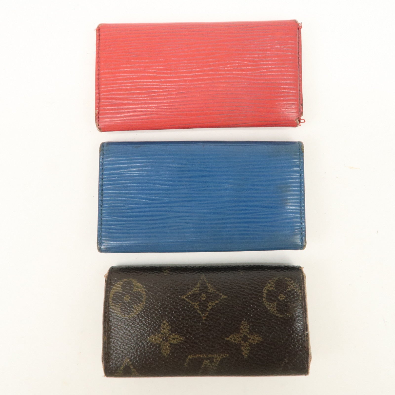 Louis Vuitton Monogram Epi Set of 3 Multicles 4 Key Case Blue Red Used