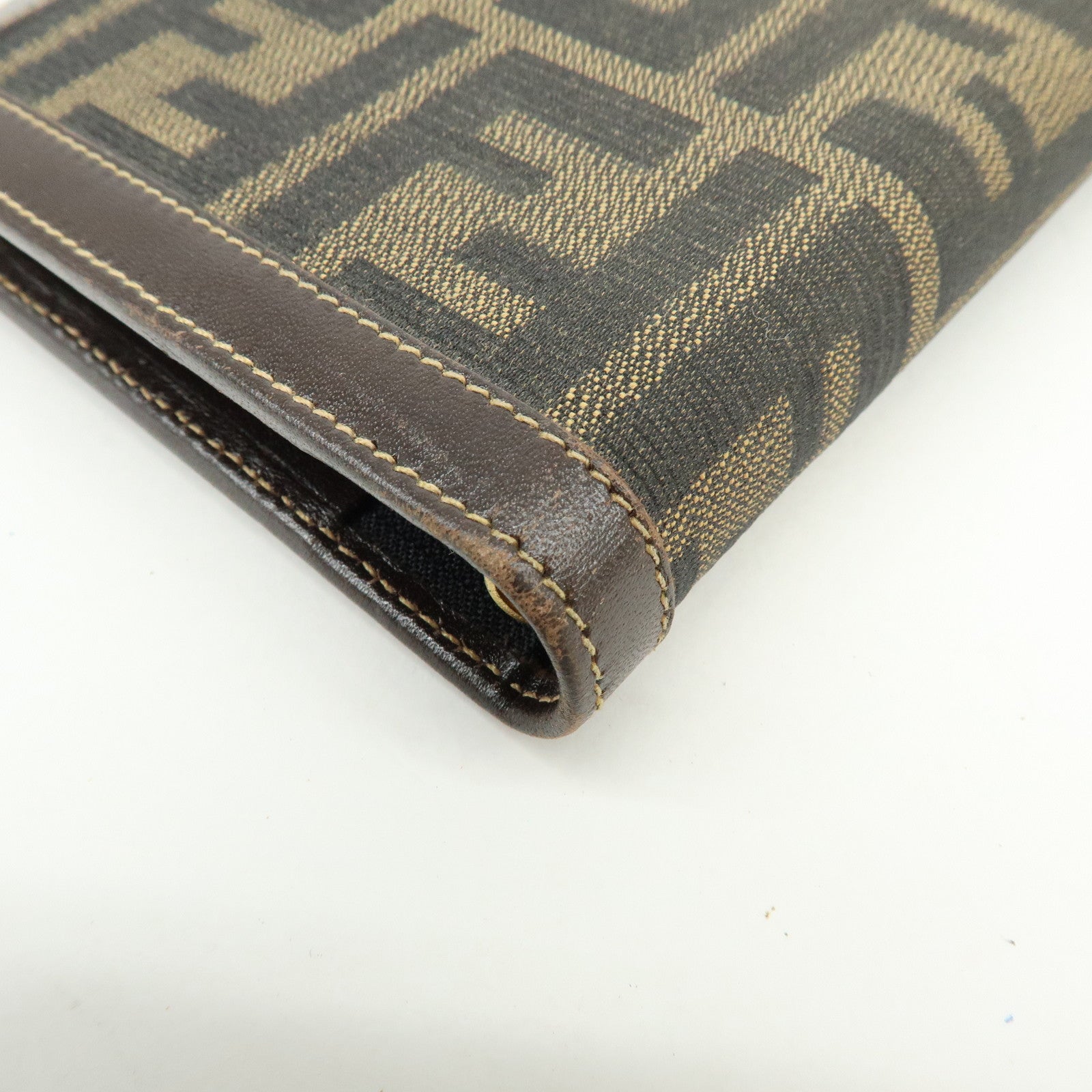 FENDI Zucca Canvas Leather Agenda Planner Cover Brown Black 30153