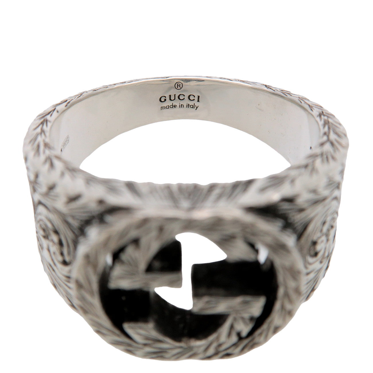 GUCCI Interlocking G Arabesque Ring SV925 Silver #23 US10.5 EU63