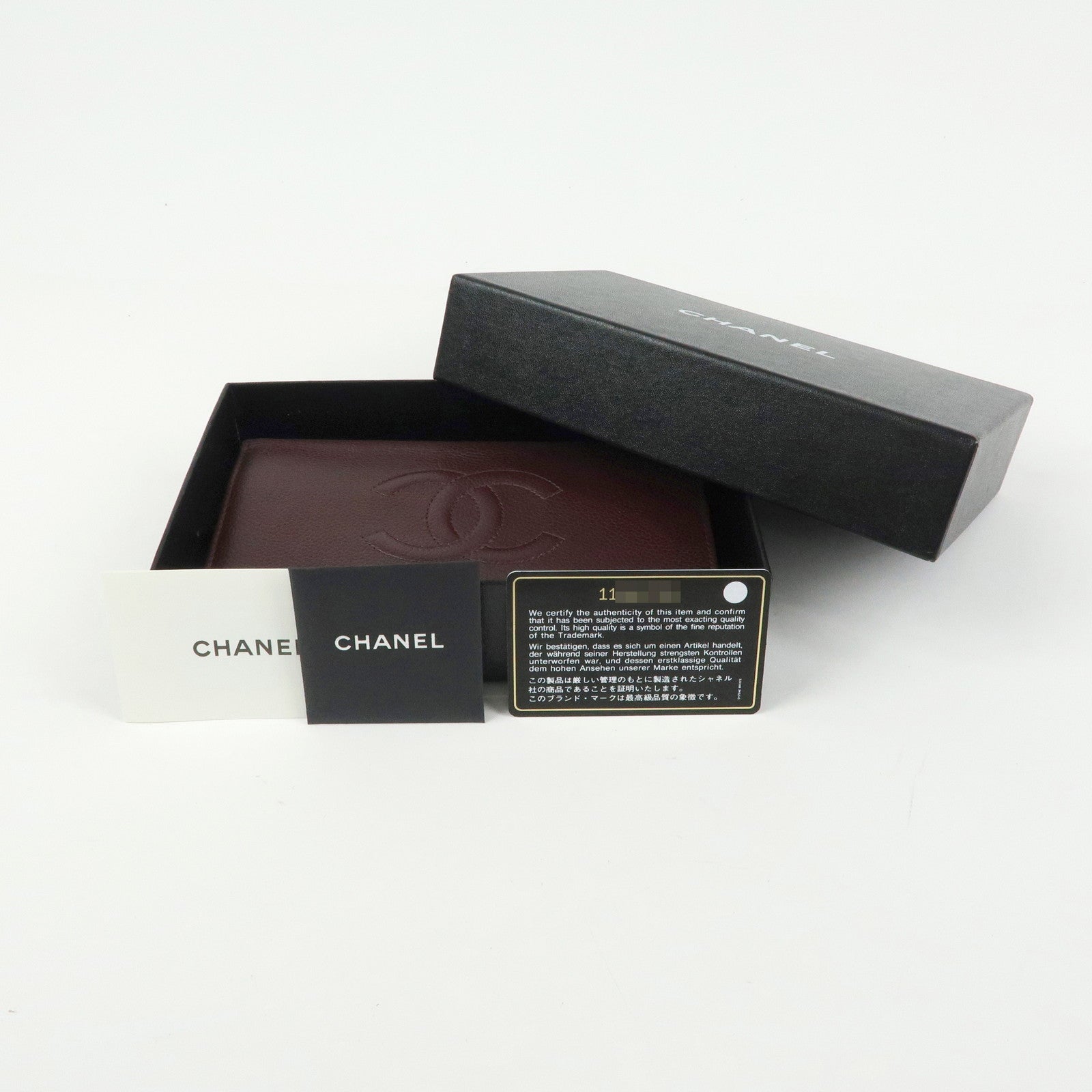CHANEL COCO Mark Caviarskin Flap Bi-fold Long Wallet Brown