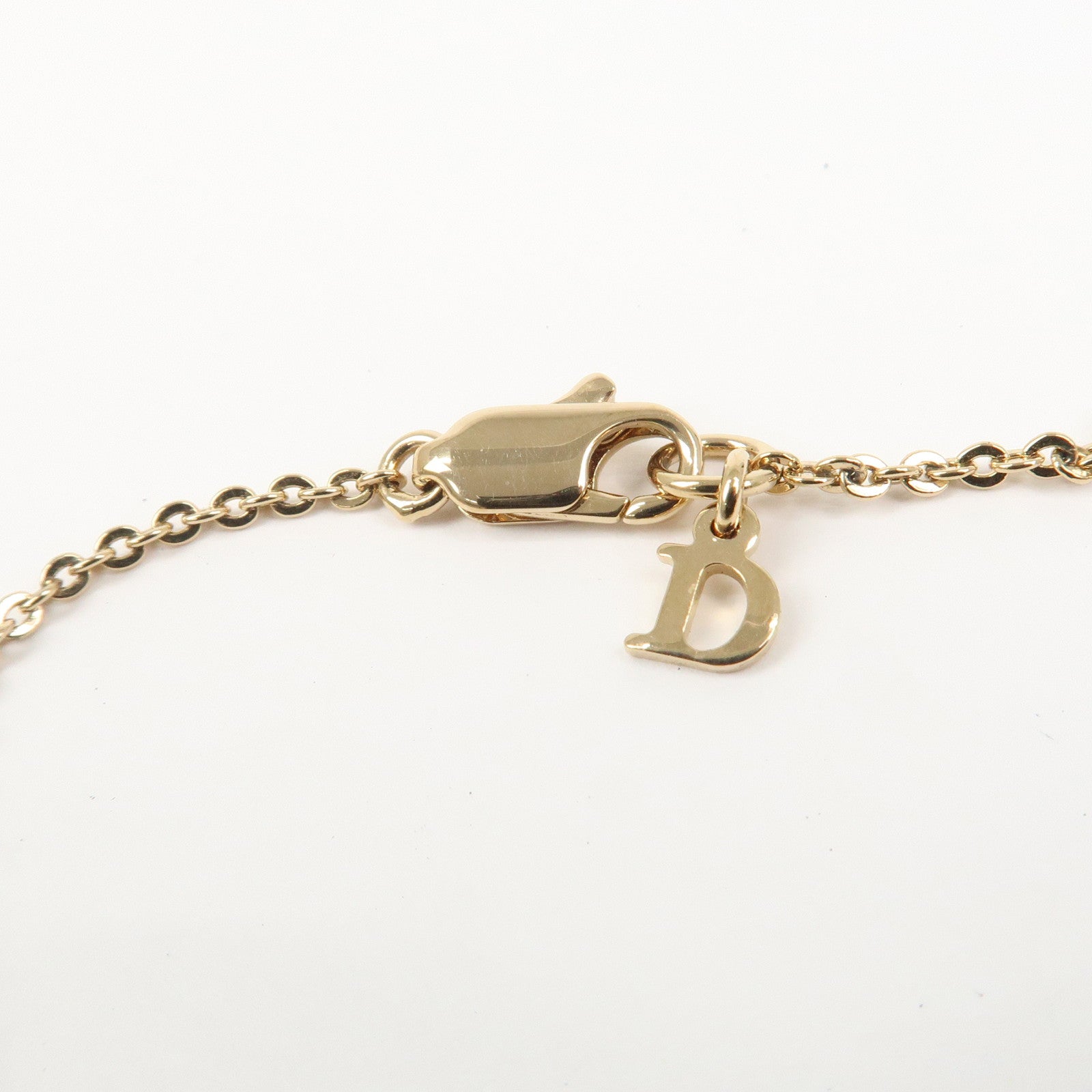 Christian Dior Logo Metal Bracelet Gold Crystals