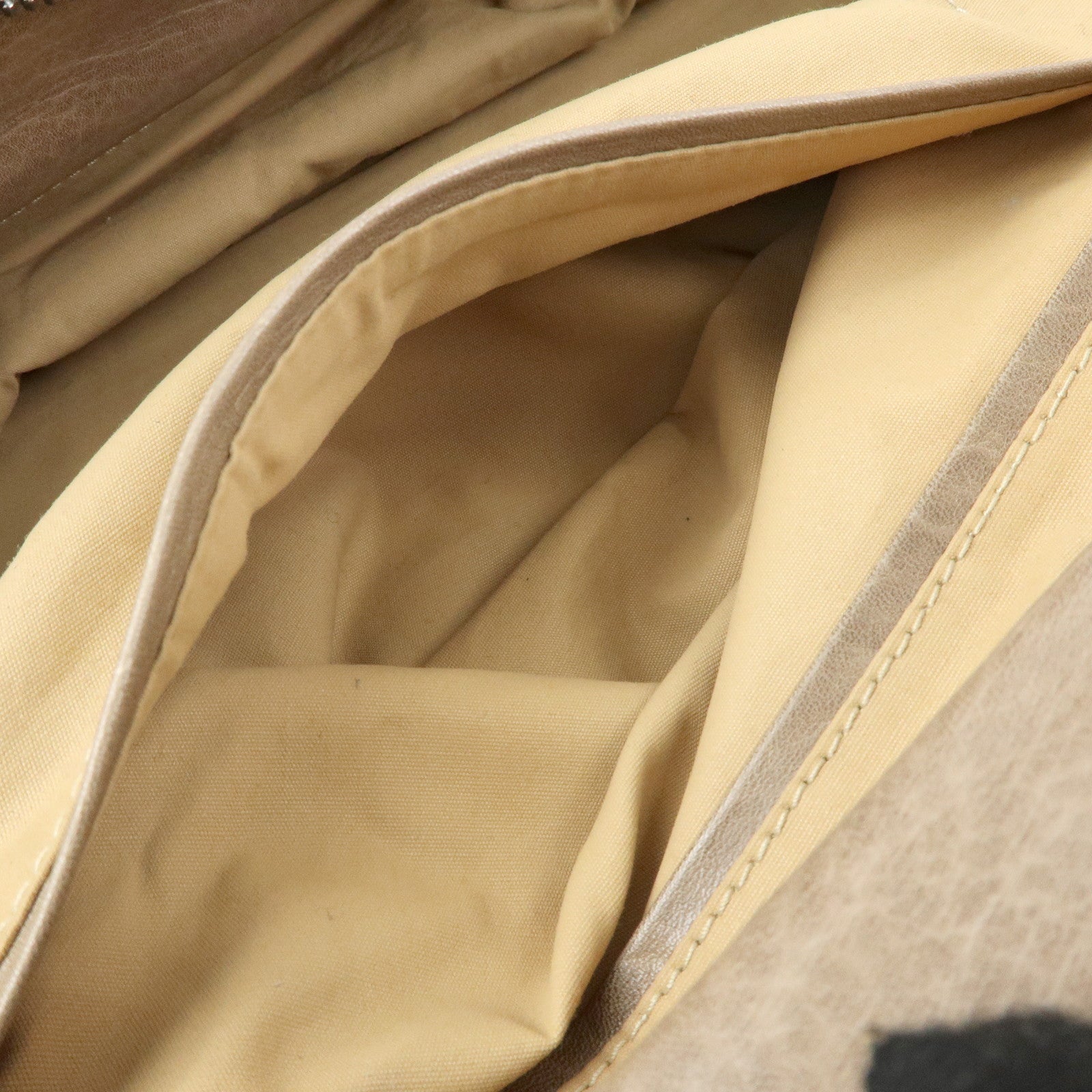 BOTTEGA VENETA Canvas Leather Boston Bag Hand Bag Beige 145119