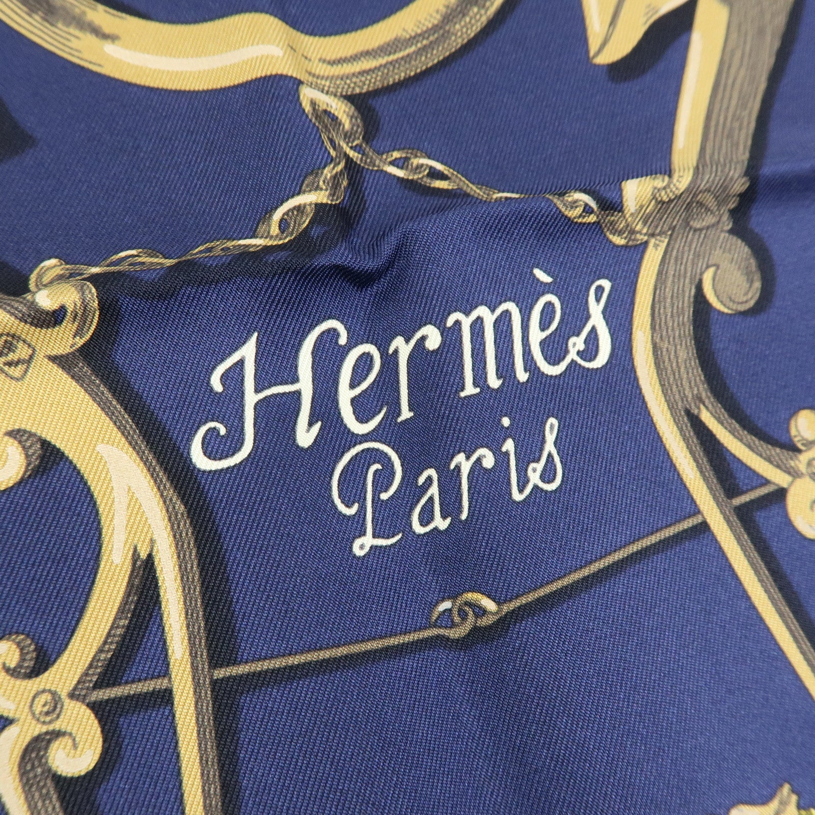 HERMES Carre90 Silk100% L’INSTRVCTION DV ROY Scarf Navy Blue Purple