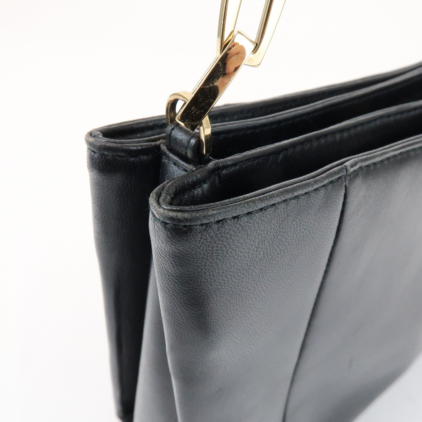 LOEWE Anagram Logo Nappa Leather Chain Shoulder Bag Hand Bag Black