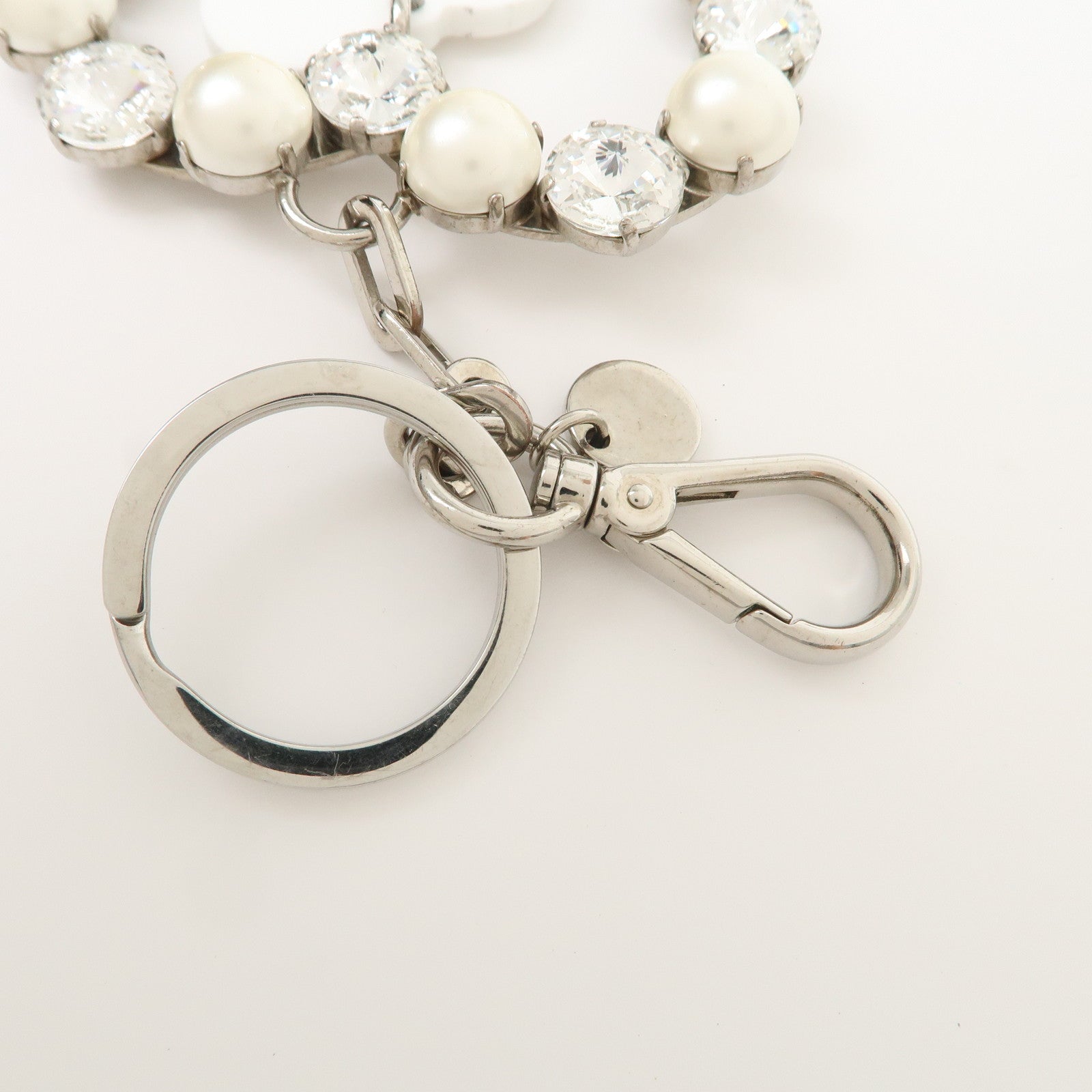 MIU MIU Metal Rhinestone Imitation Pear Heart Bag Charm Key Chain