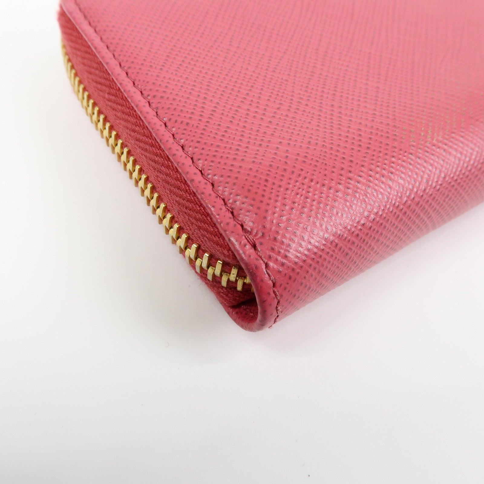 PRADA Saffiano Leather Zippy Coin Case Coin Purse Pink 1MM268