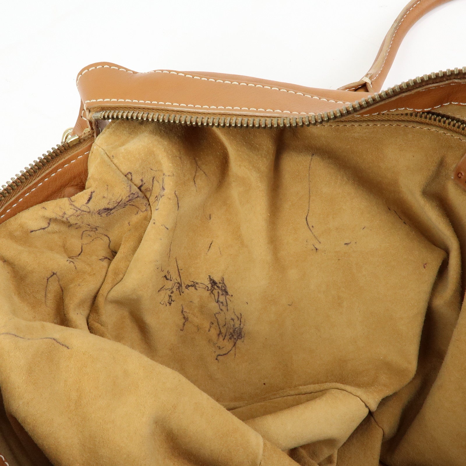 CELINE Leather Hand Bag Shoulder Bag Camel