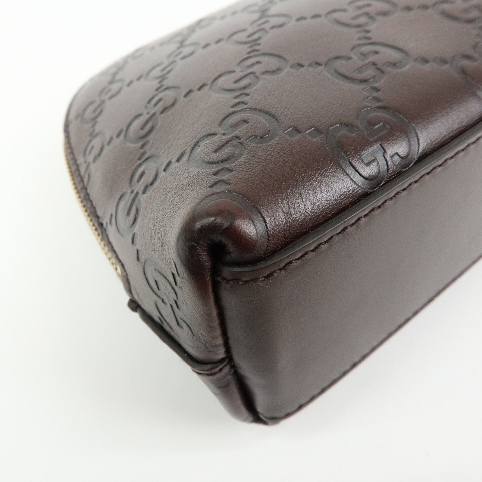 GUCCI Guccissima Leather Cosmetic Pouch Brown 141810