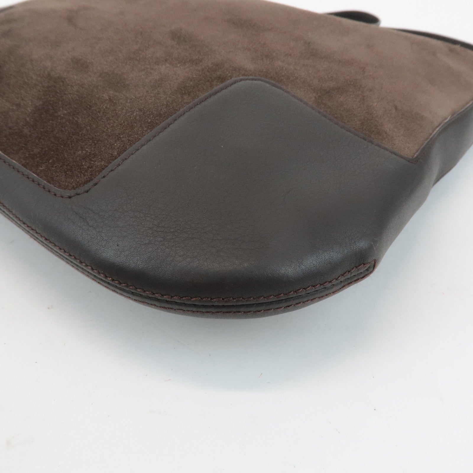 LOEWE Anagram Suede Leather Shoulder Bag Brown Used