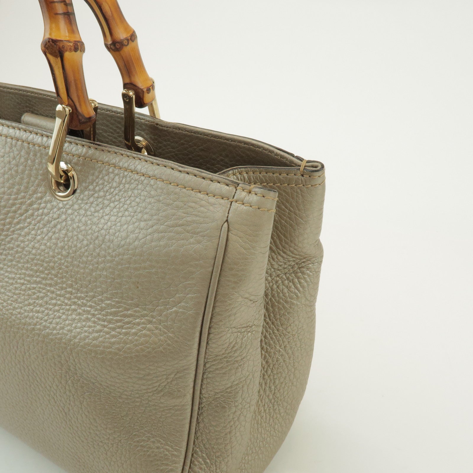 GUCCI Bamboo Shopper Medium 2Way Bag Shoulder Bag Gold 323660