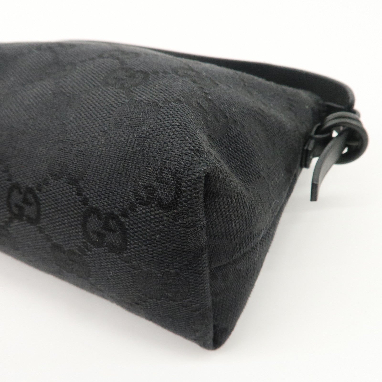 GUCCI GG Canvas Leather Accessory Pouch Hand Bag Black 103399 Used