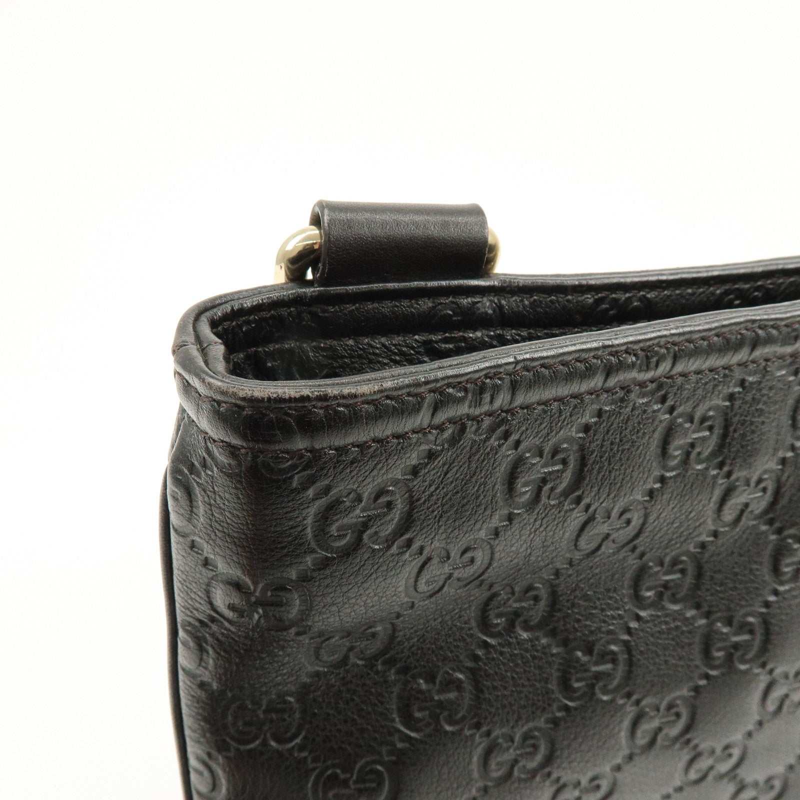 GUCCI Guccissima Leather Shoulder Bag Crossbody Bag Dark Brown