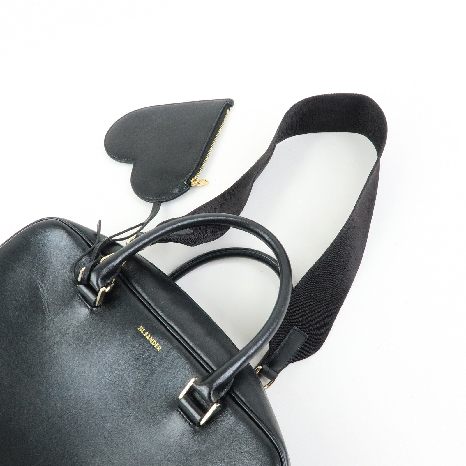 JIL SANDER Leather 2Way Bag Hand Bag Shoulder Bag Pouch Black