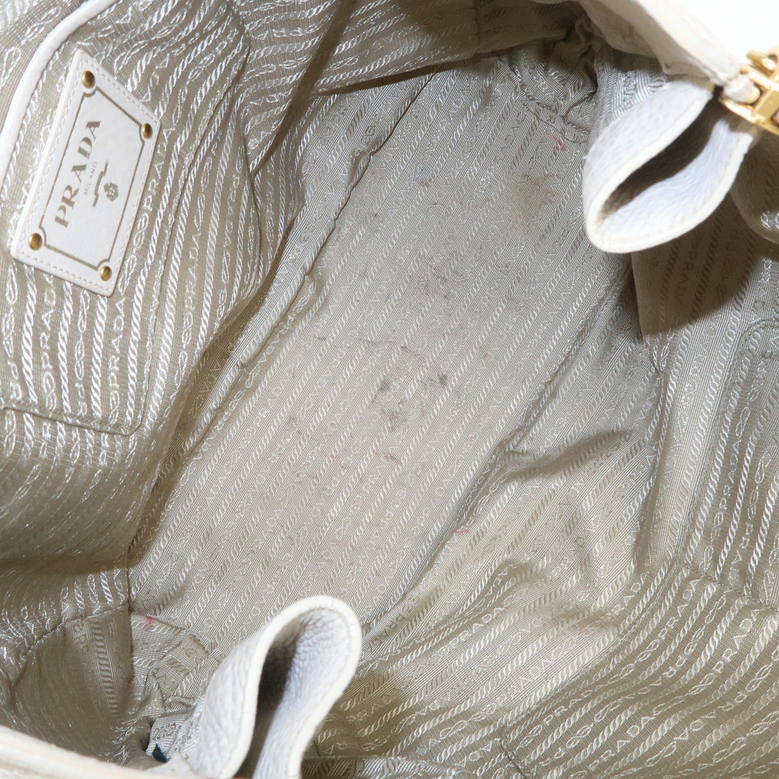PRADA Logo 2Way Bag Hand Bag Shoulder Bag Ivory