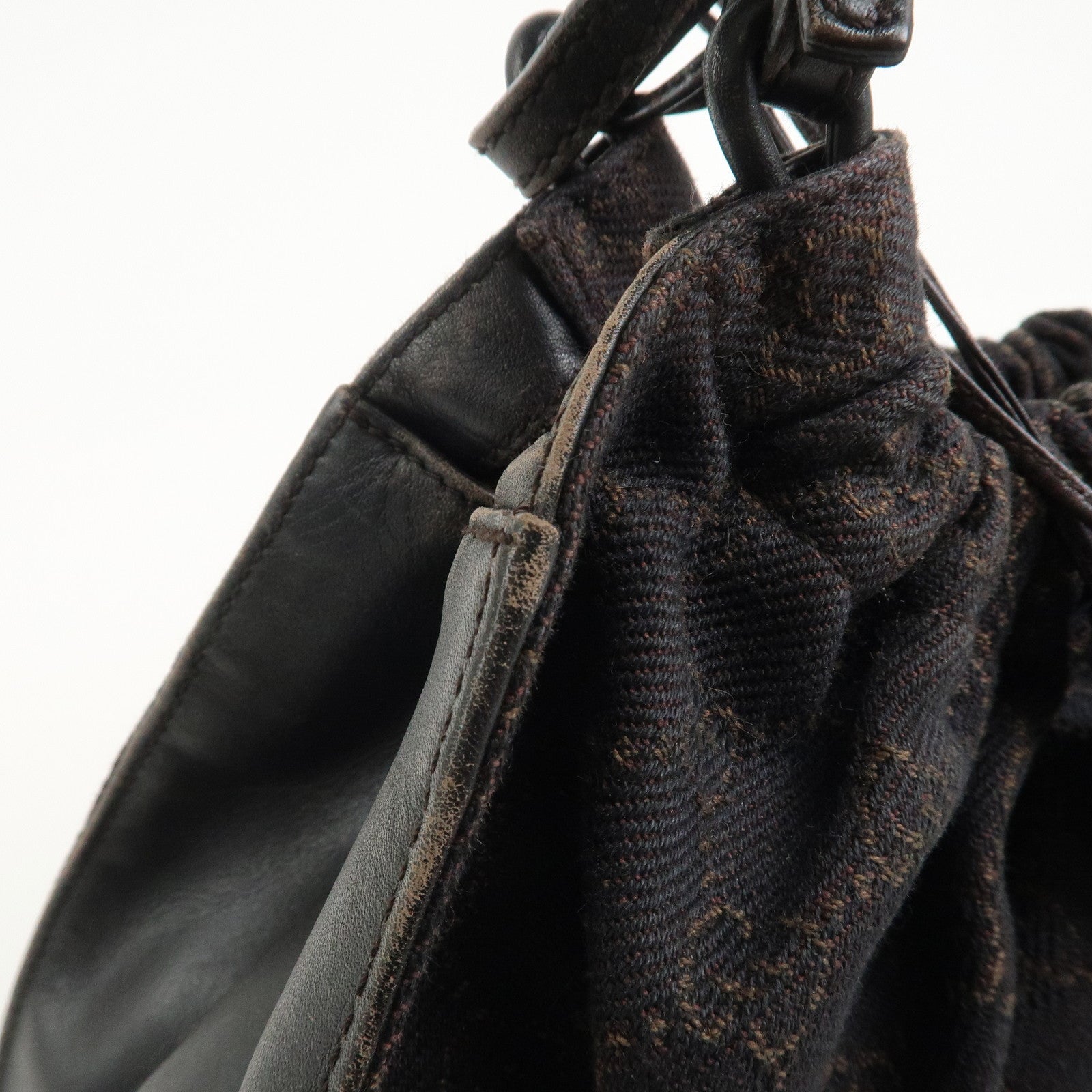 GUCCI GG Monogram Canvas Leather Tote Bag Hand Bag Brown 76554