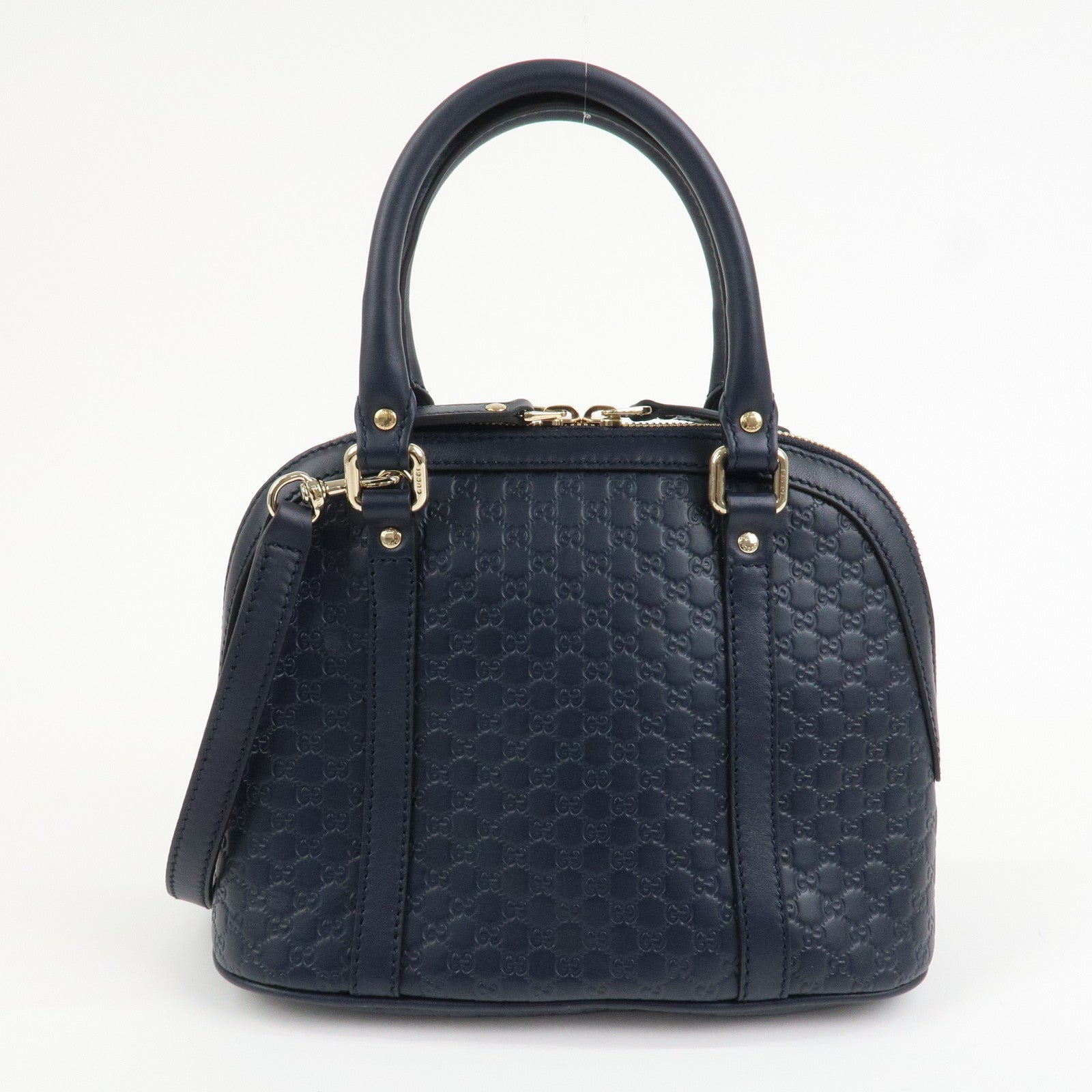 GUCCI Micro Guccissima Leather 2Way Hand Shoulder Bag Navy 449654