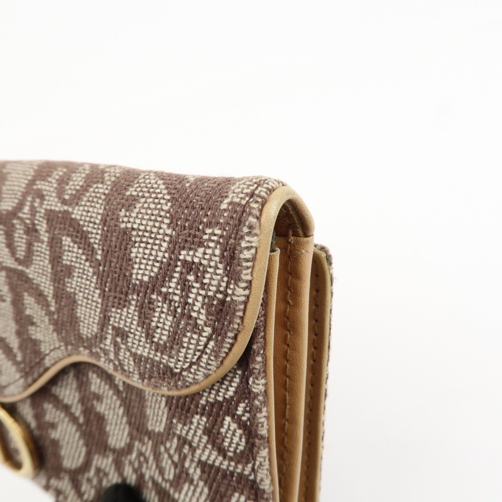 Christian Dior Trotter Canvas Leather Bi-fold Compact Wallet Brown