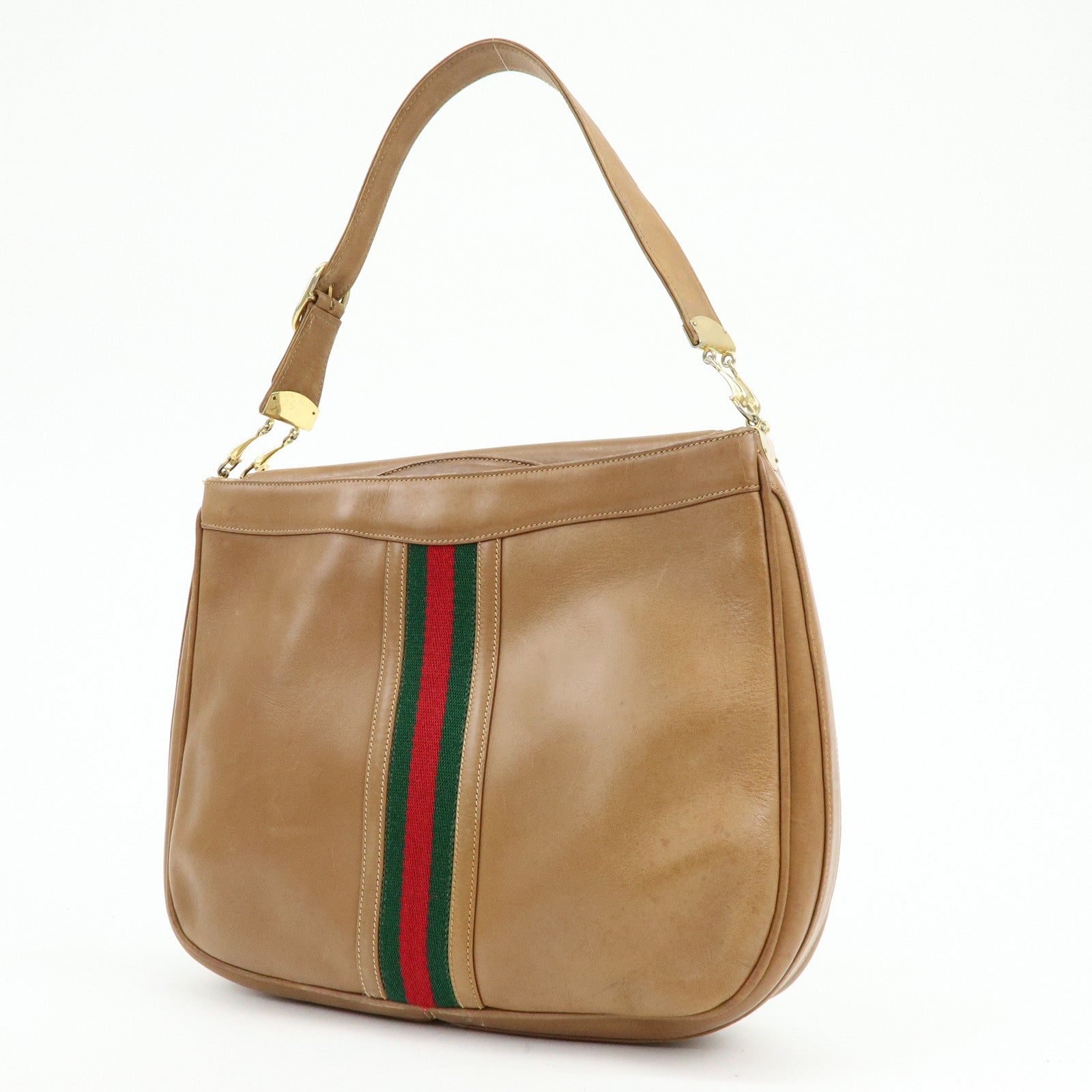 GUCCI Old GUCCI Sherry Leather Hand Bag Shoulder Bag Brown