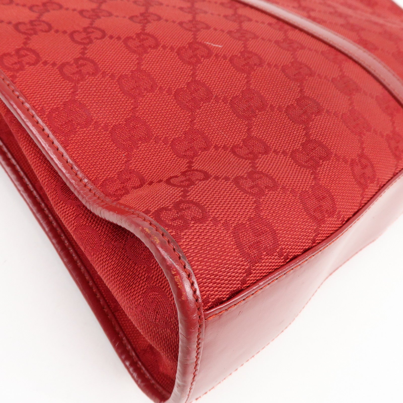 GUCCI Jackie GG Canvas Leather Shoulder Bag Tote Bag Red 002・1073