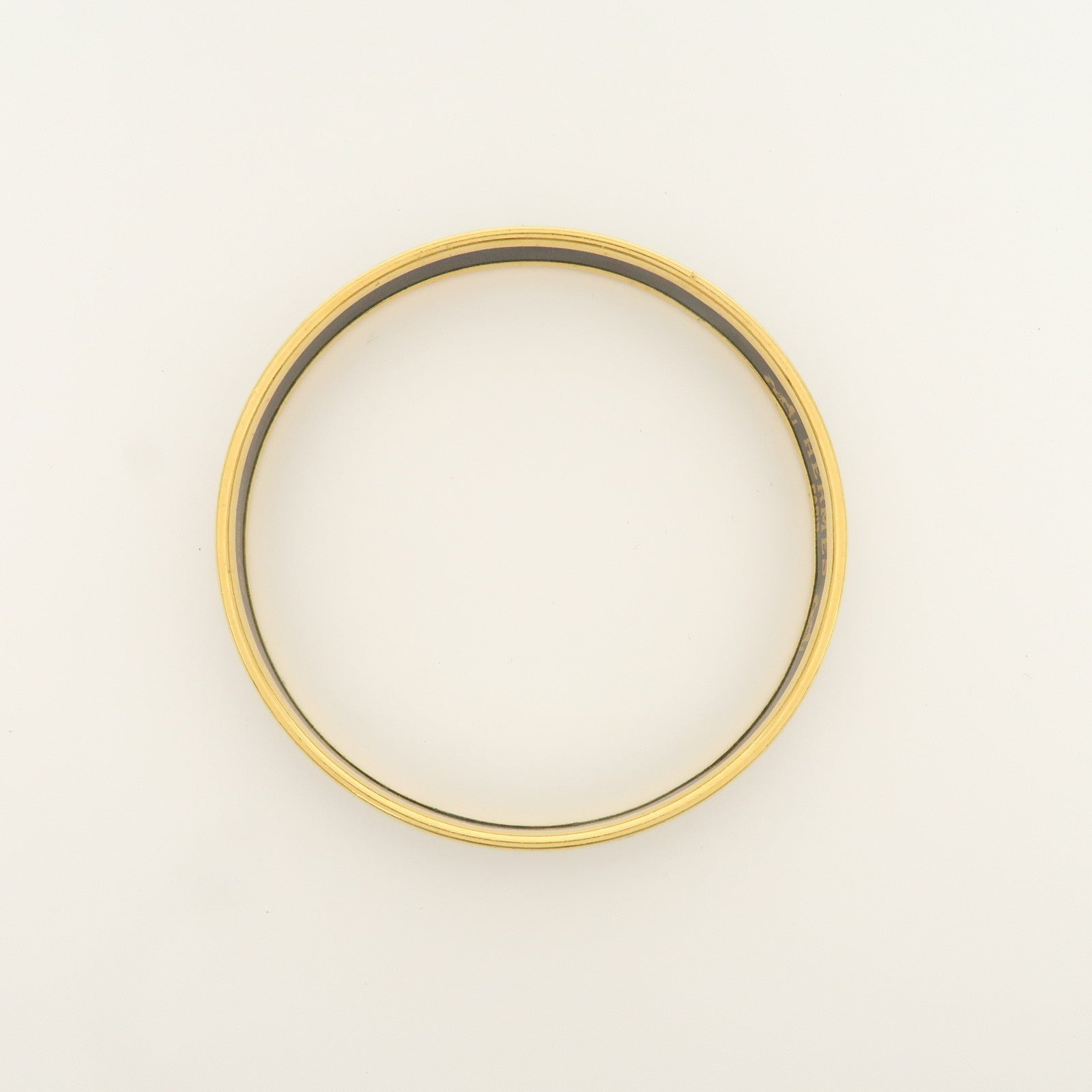 HERMES Email PM Gold Plated Bracelet Bangle Black Gold