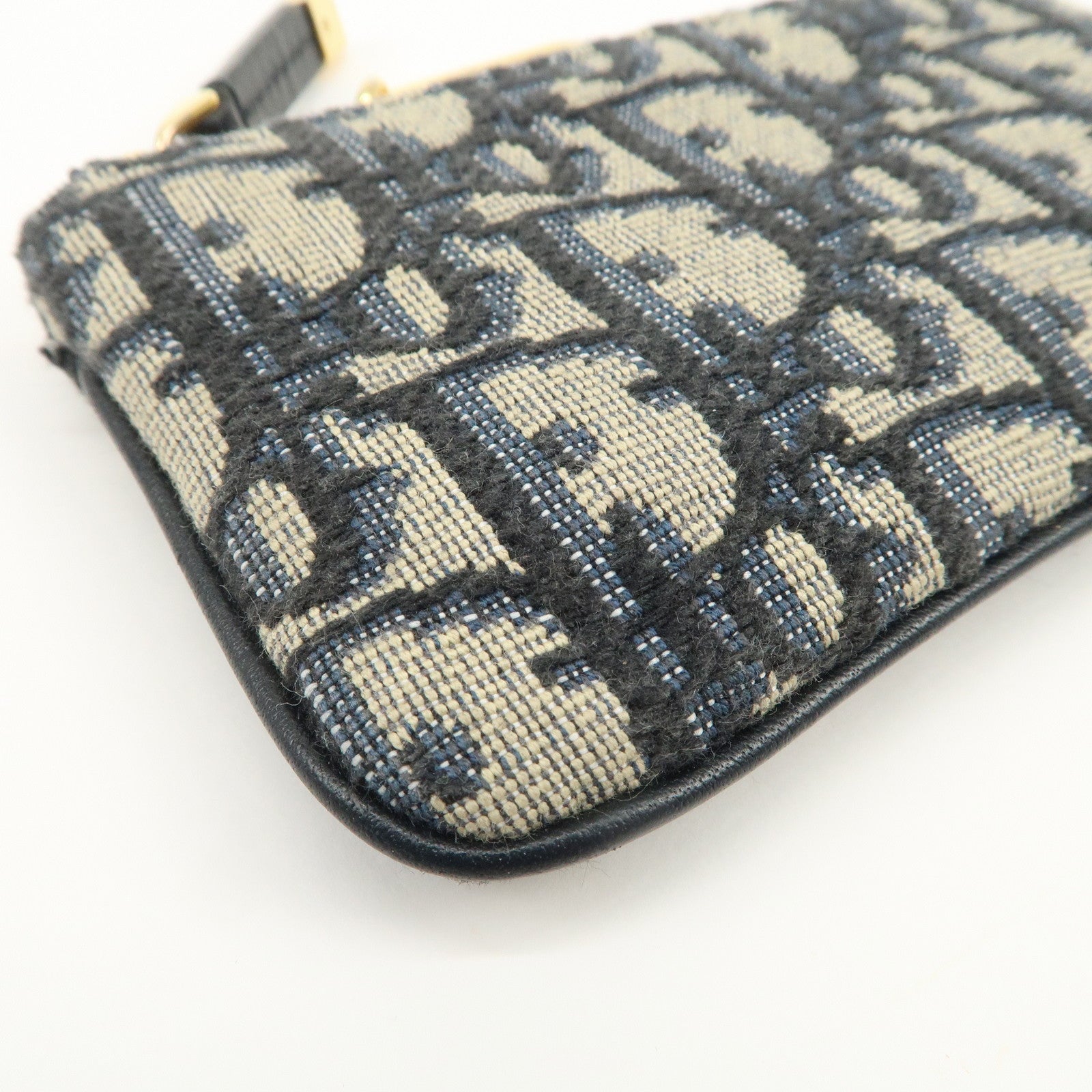 Christian Dior Trotter Canvas Leather Coin Case Key Case Navy