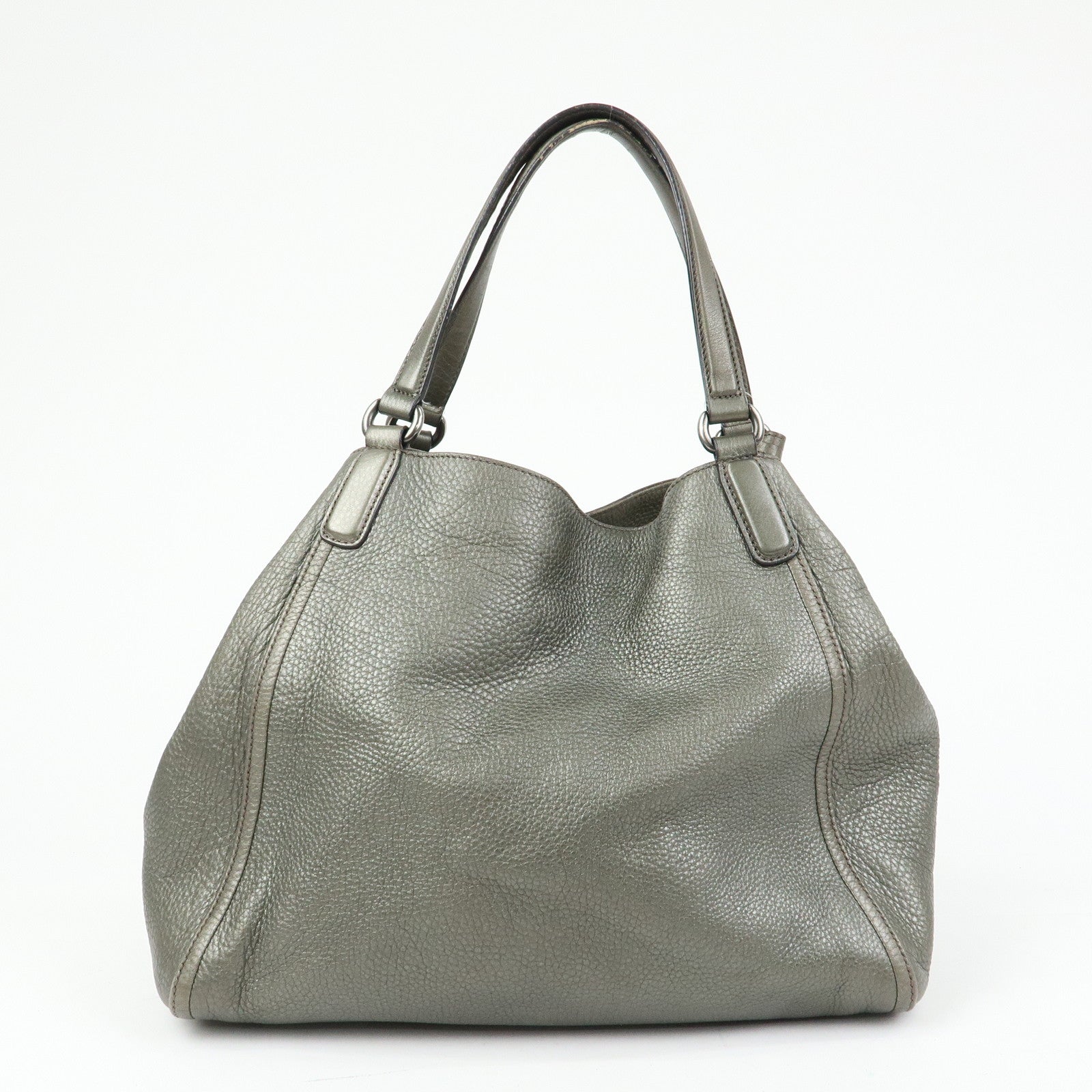 GUCCI SOHO Interlocking G Leather Tote Bag Hand Bag Silver 282309