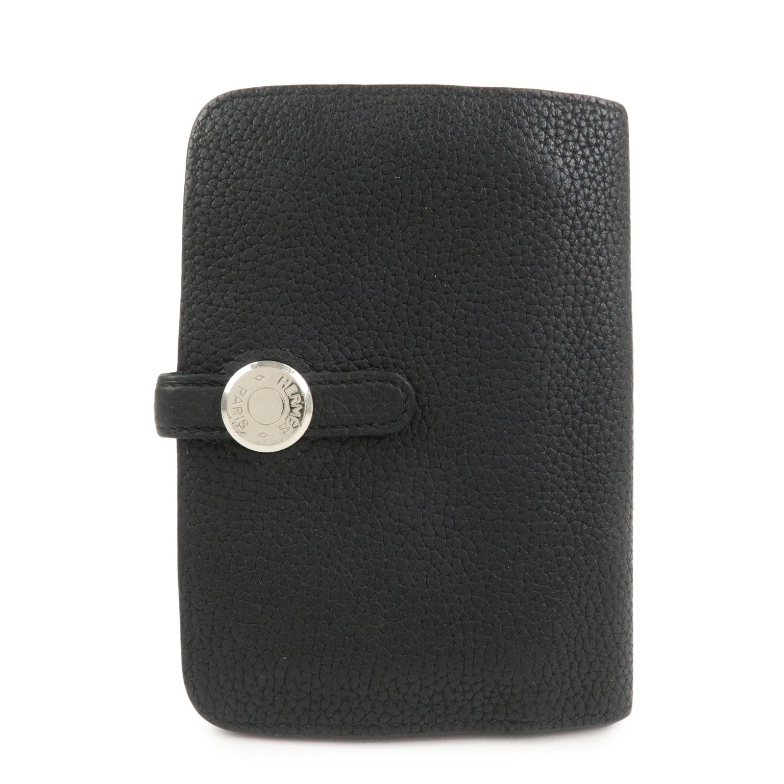 HERMES Dogon Togo Leather Compact Wallet Y Stamped Black