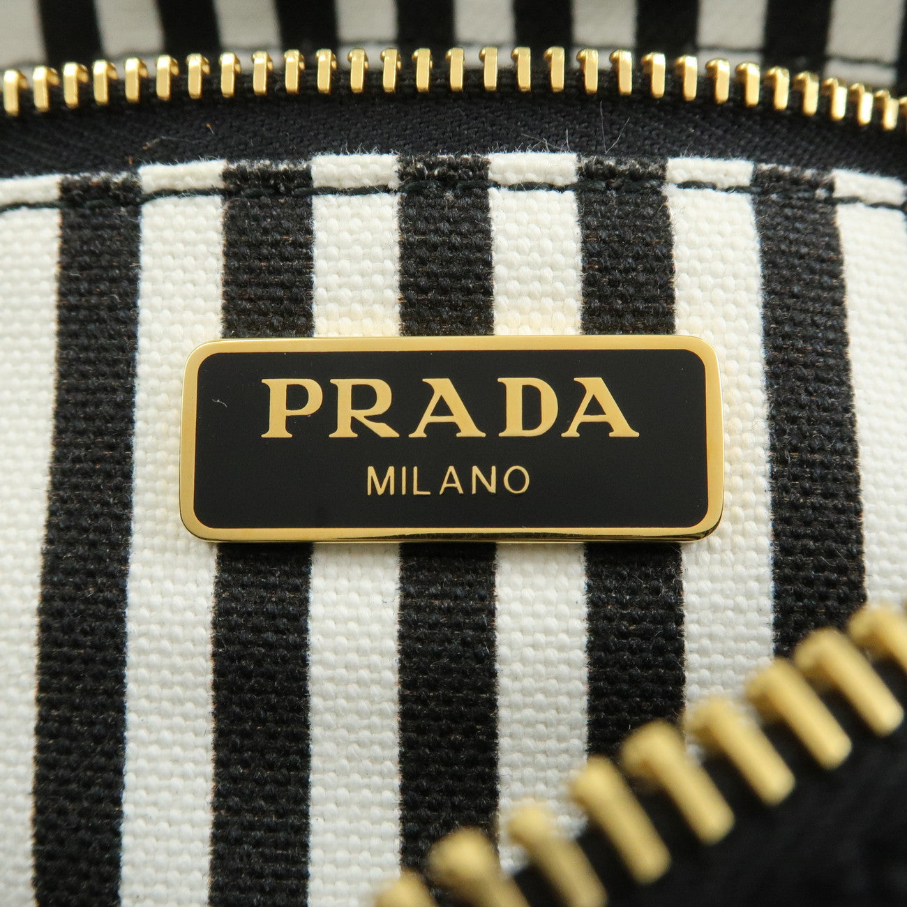 PRADA Logo Canapa Canvas Cosmetic Pouch Black 1NA021