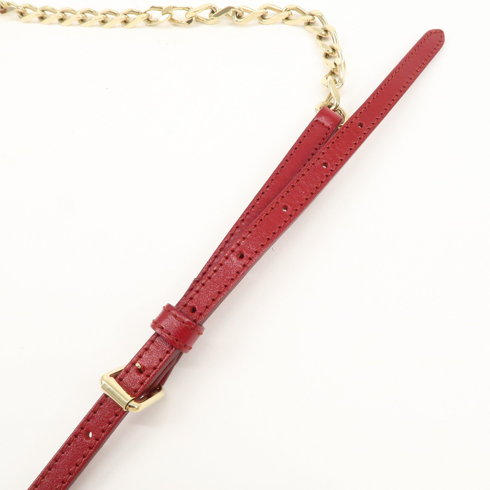 BURBERRY Logo Leather Chain Shoulder Bag Crossbody Bag Red Used