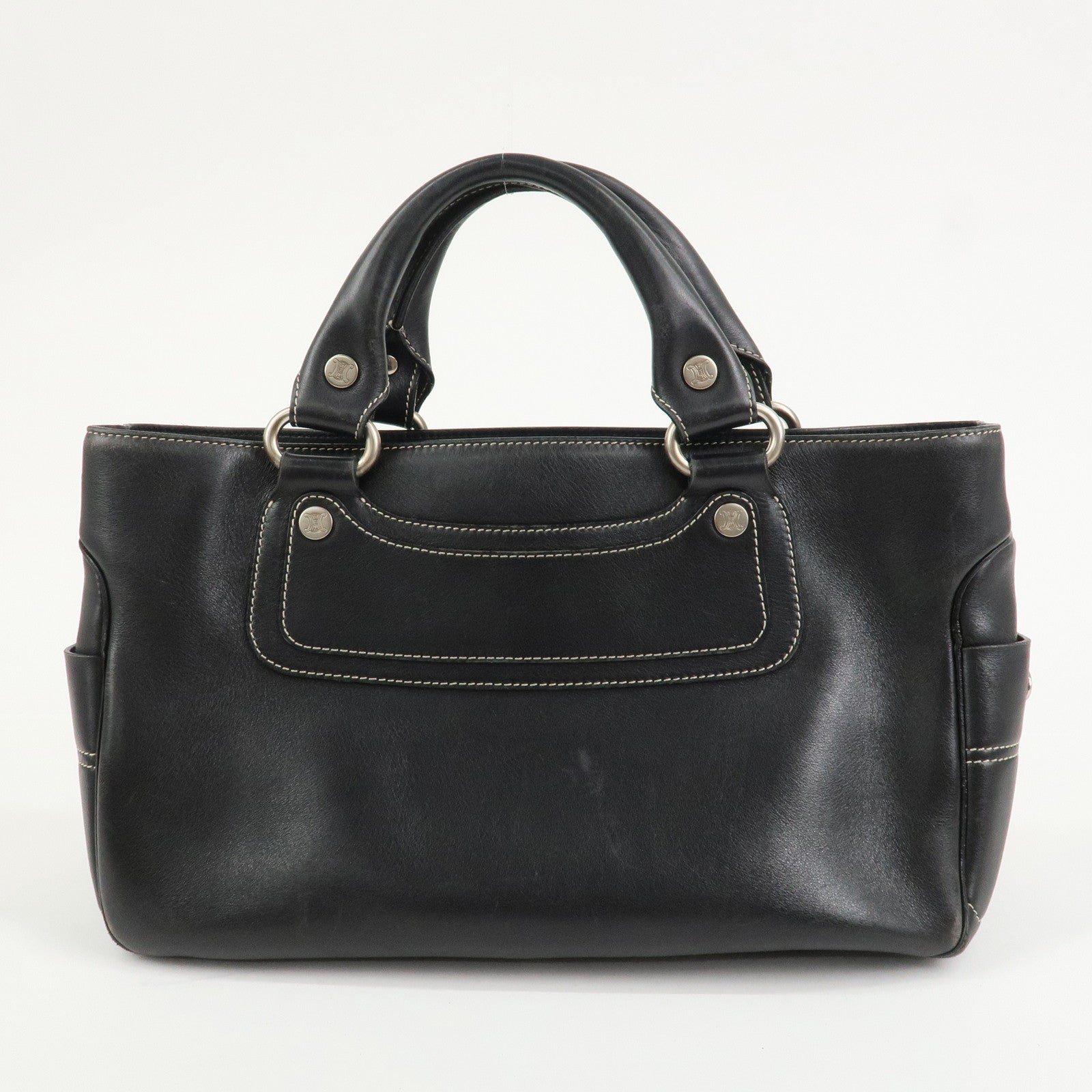 CELINE Boogie Bag Leather Hand Bag Tote Bag Black