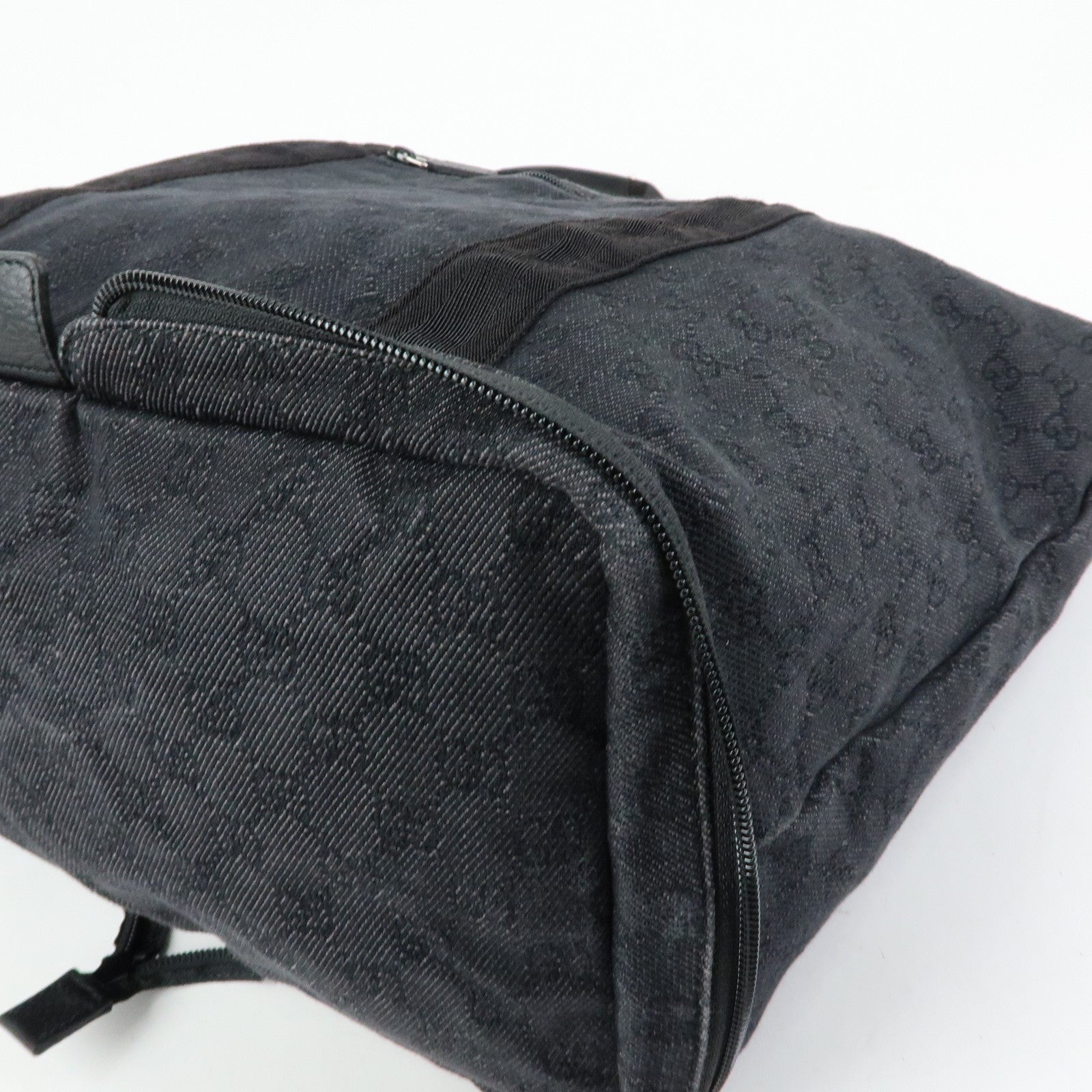 GUCCI GG Denim Leather Foldable Tote Bag Shoulder Bag Black 152232