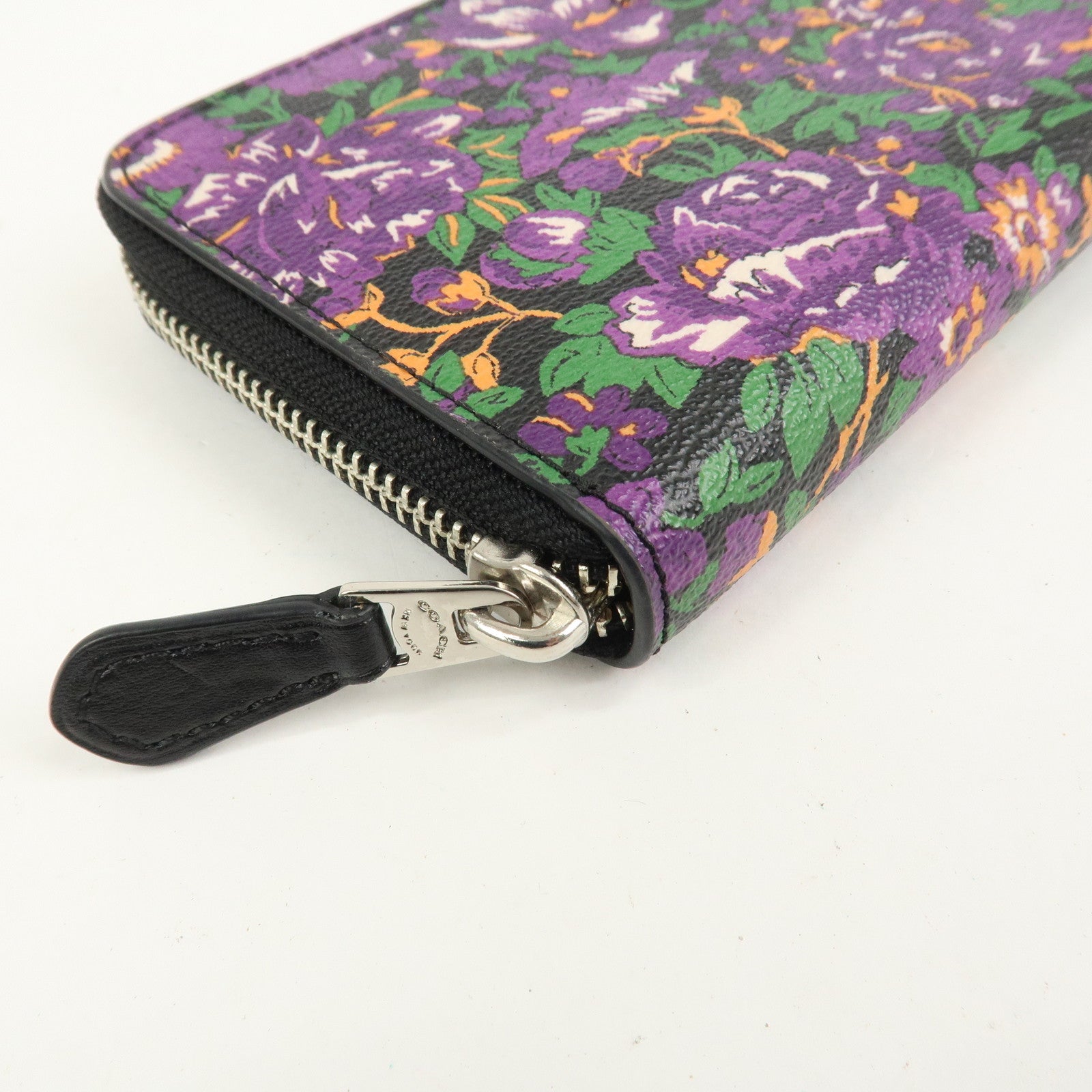 COACH Set of 3 Leather Canvas Long Wallets Black Multicolor