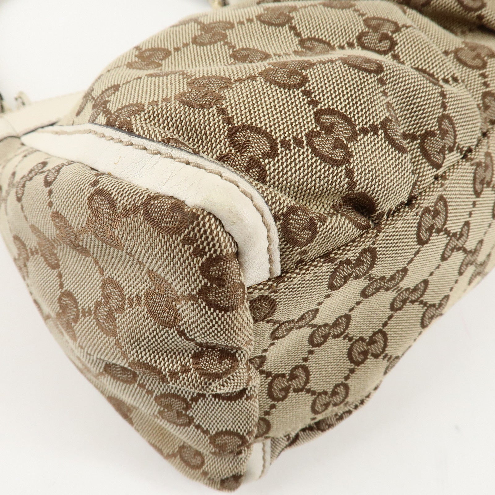 GUCCI Abbey GG Canvas Leather Shoulder Bag Beige 190525 Used