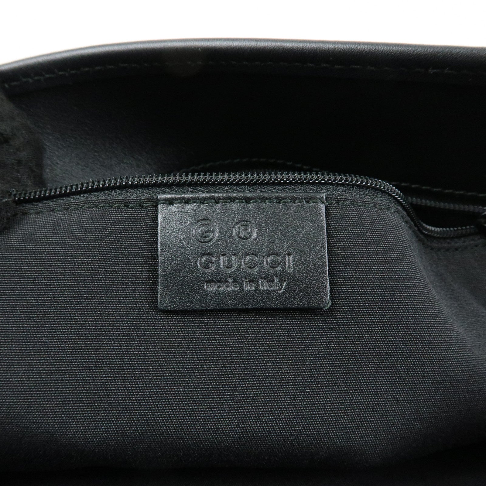 GUCCI GG Canvas Leather Tote Bag Hand Bag Green Black 285583