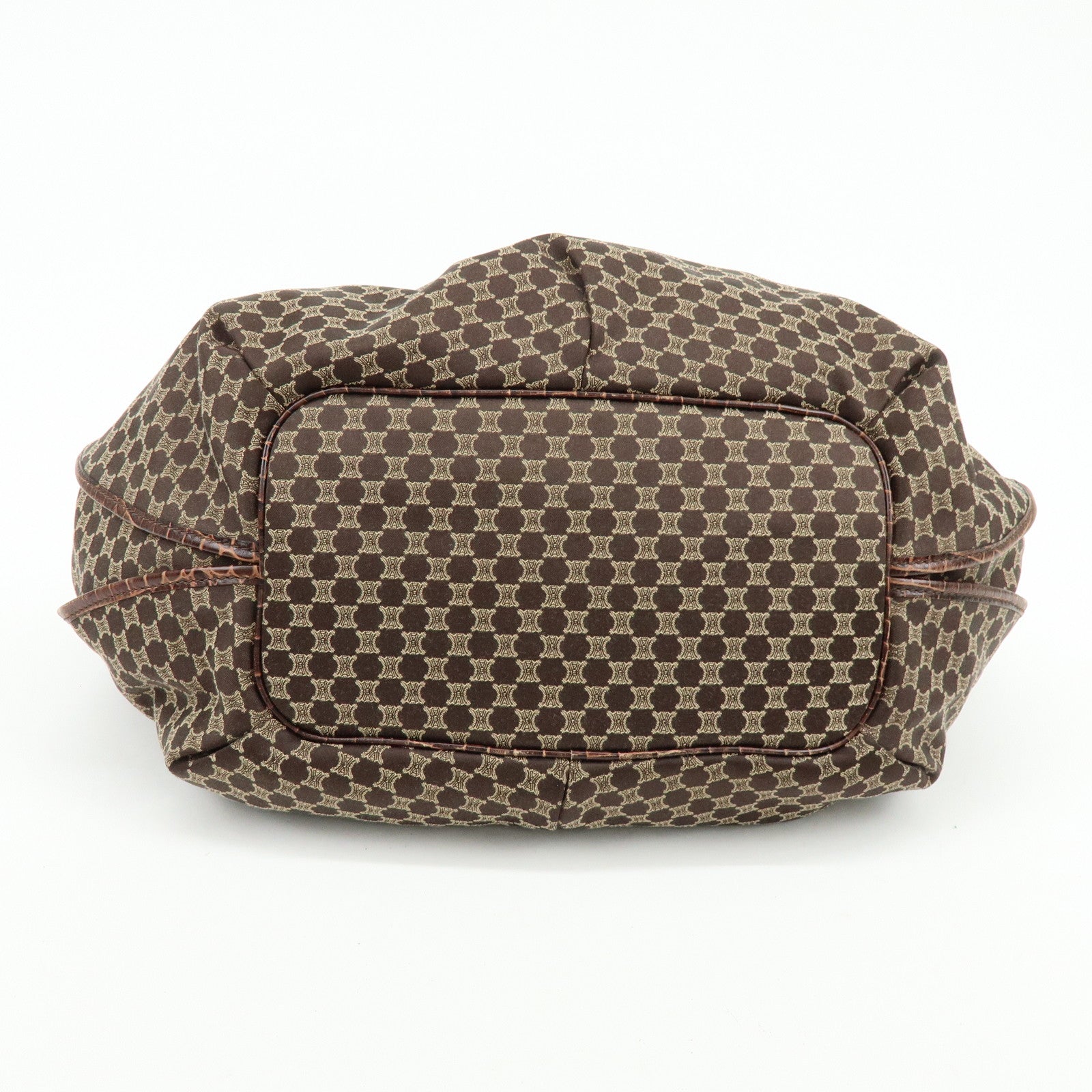 CELINE Macadam Bittersweet Canvas Embossed Leather Shoulder Bag