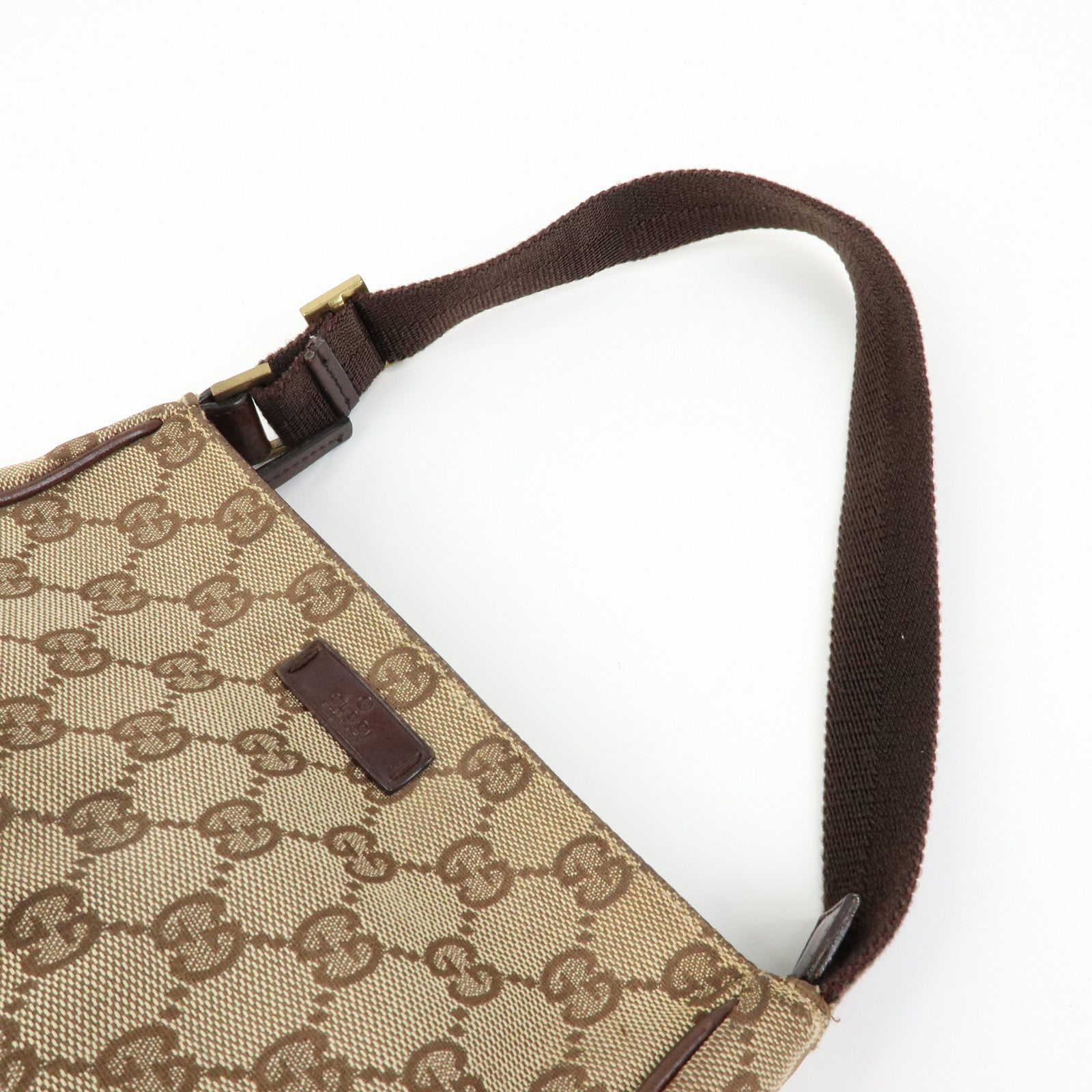 GUCCI GG Canvas Leather Mini Hand Bag Pouch Beige Brown 106644