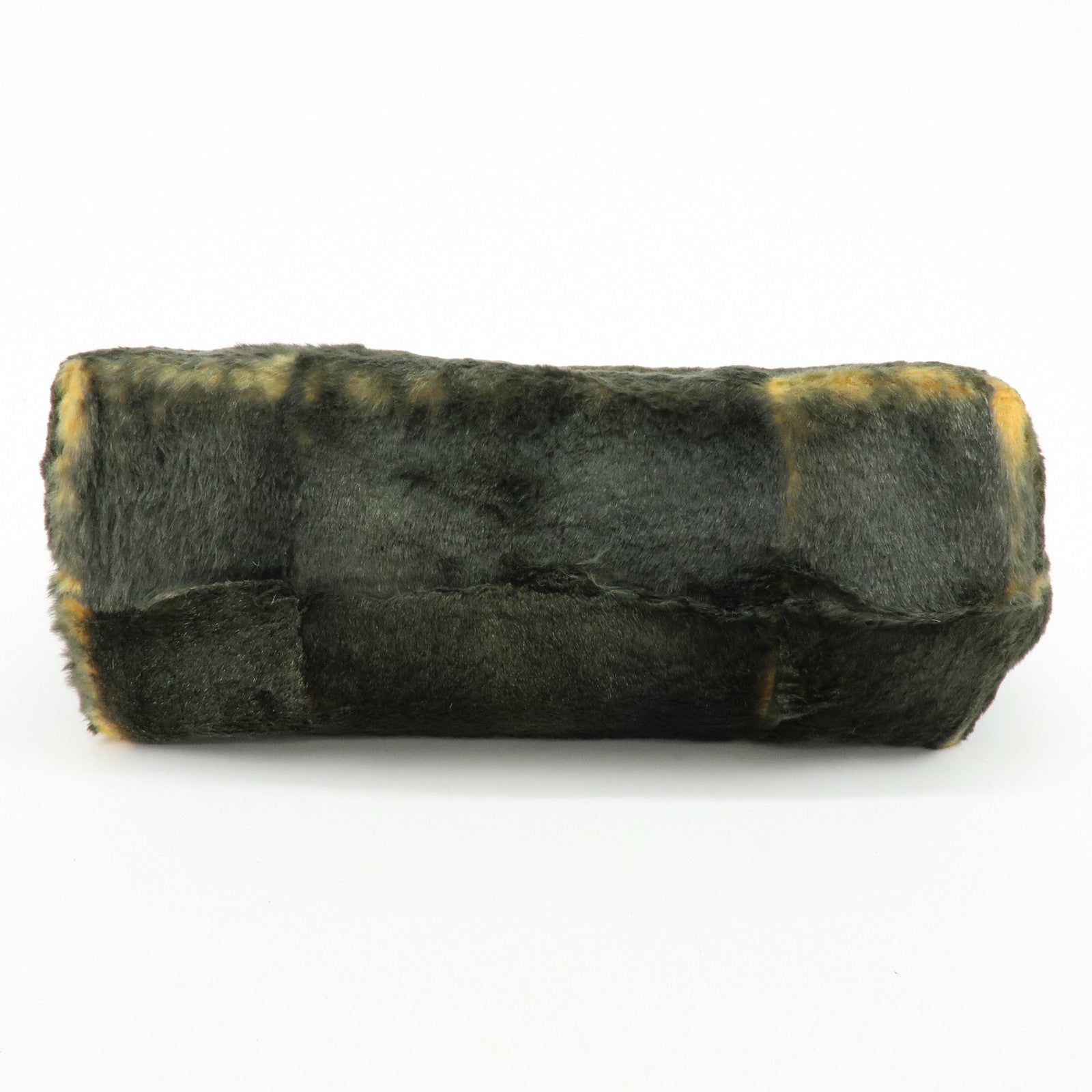 FENDI Fur Leather Tote Bag Hand Bag Brown Yellow 8BH005