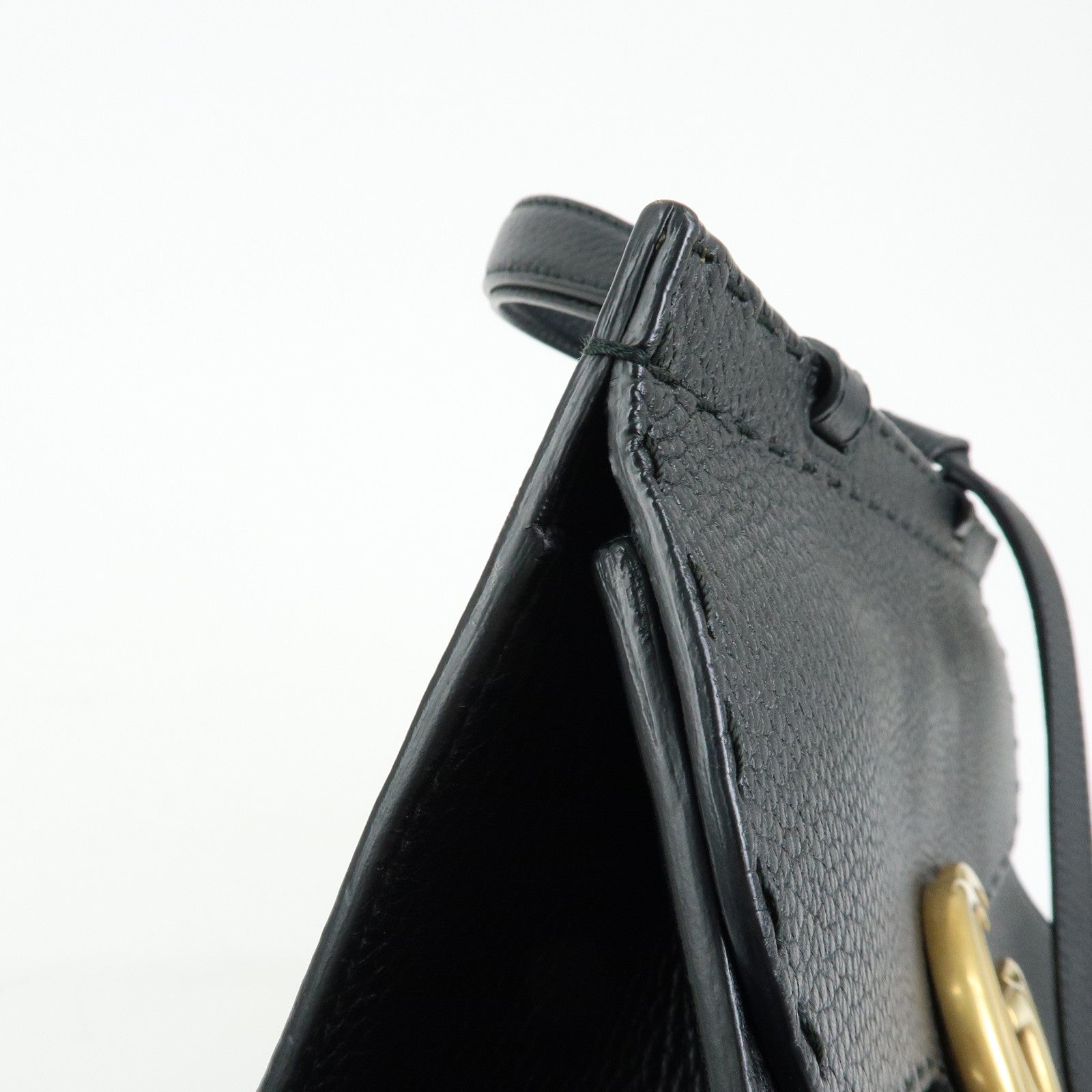 GUCCI Double G Calf Leather 2Way Bag Shoulder Bag Black 421890