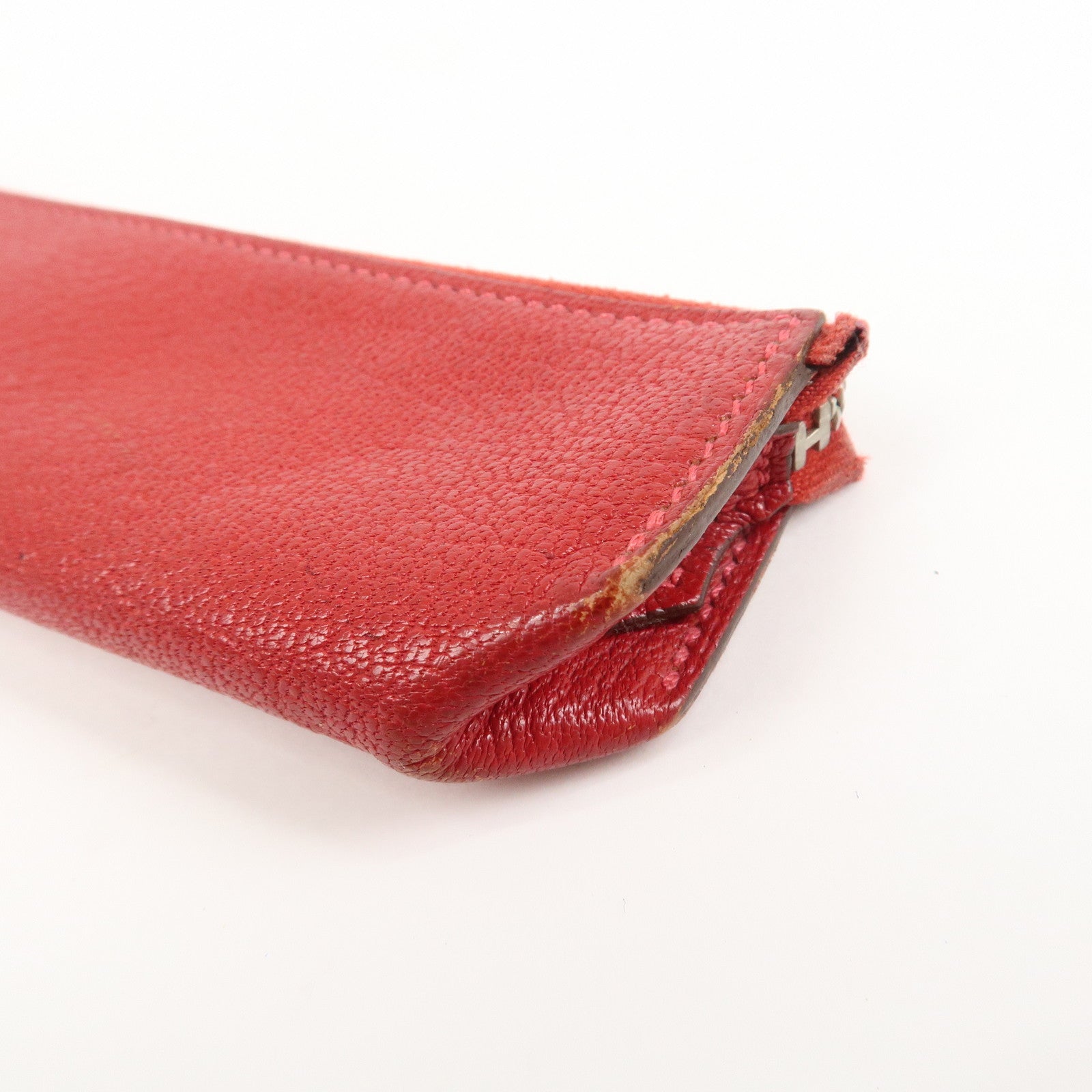 HERMES Piccolo Chevre Leather Pen Case Red