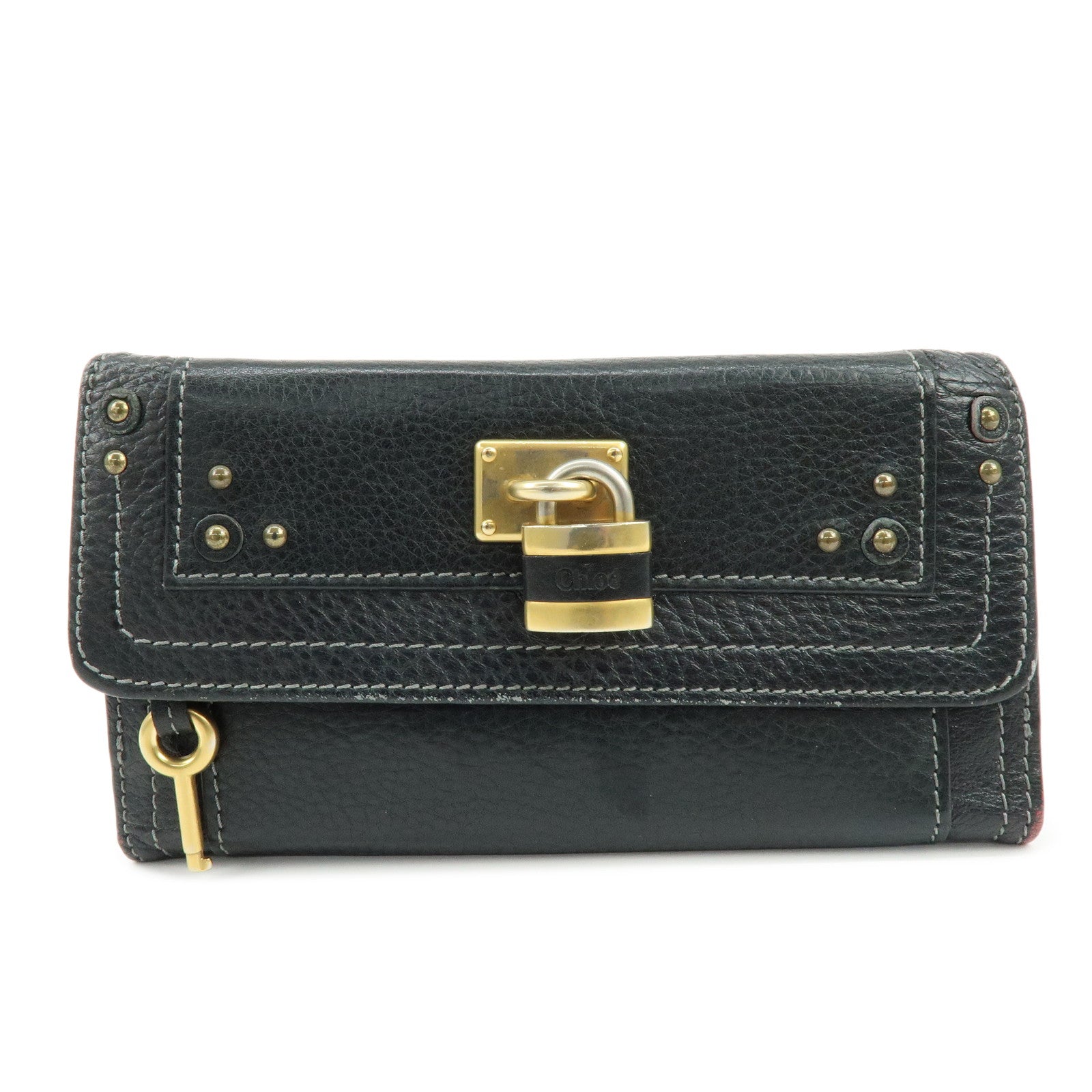 Chloe Paddington Leather Bi-fold Flap Long Wallet Black