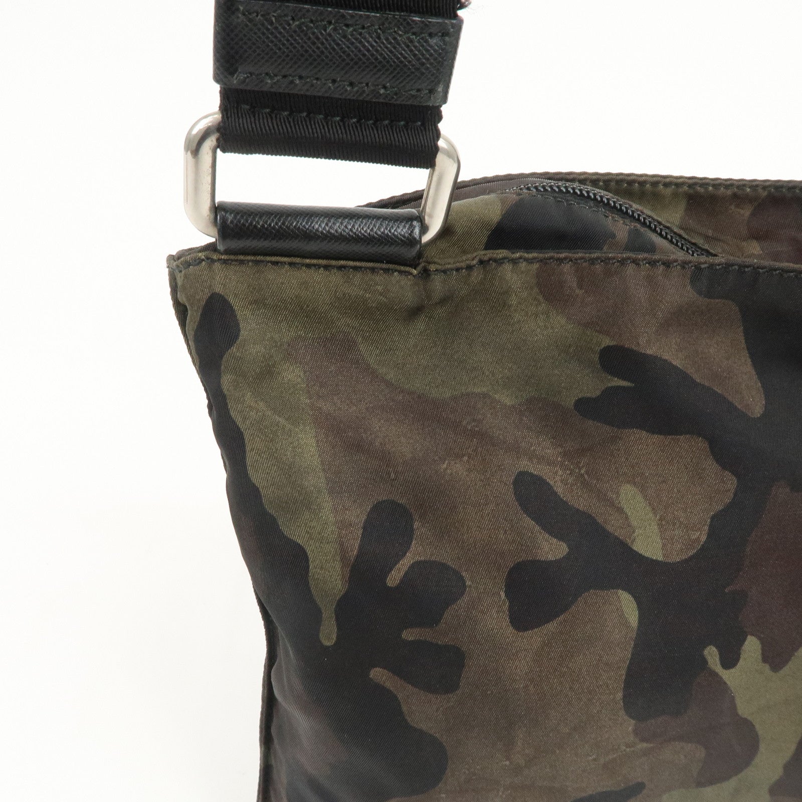 PRADA Triangle Logo Nylon Shoulder Bag Crossbody Bag Green VA0886
