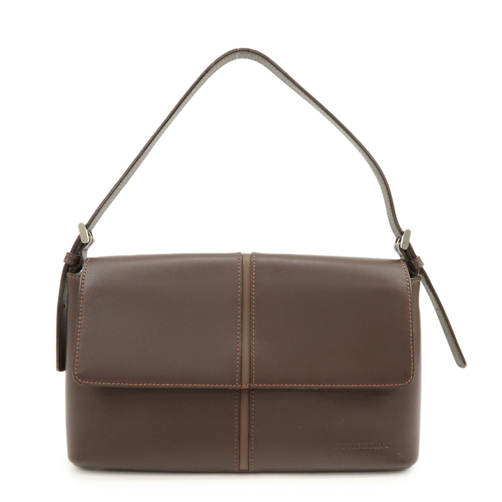 BURBERRY Leather Hand Bag Shoulder Bag Brown