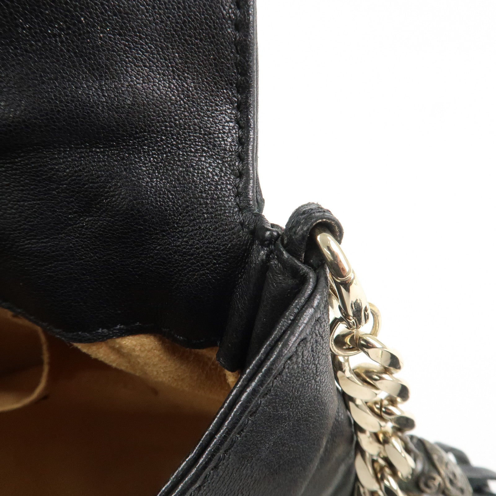 JIMMY CHOO Zodiac Leather Studs Shoulder Bag Black Gold HDW Used