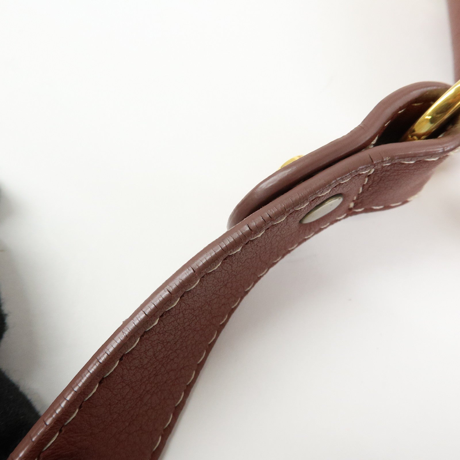 LOEWE Canvas Leather Suede Shoulder Bag Hand Bag Beige Red