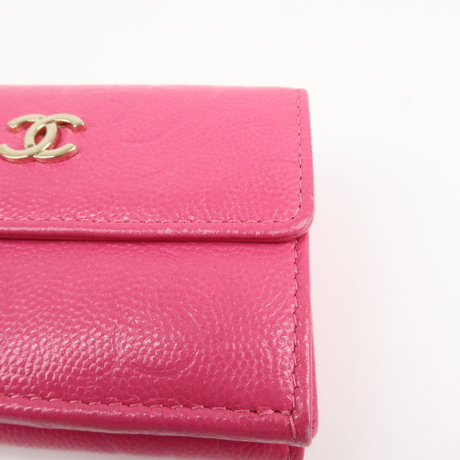CHANEL COCO Mark Camellia Tri-fold Compact Wallet Pink AP0116