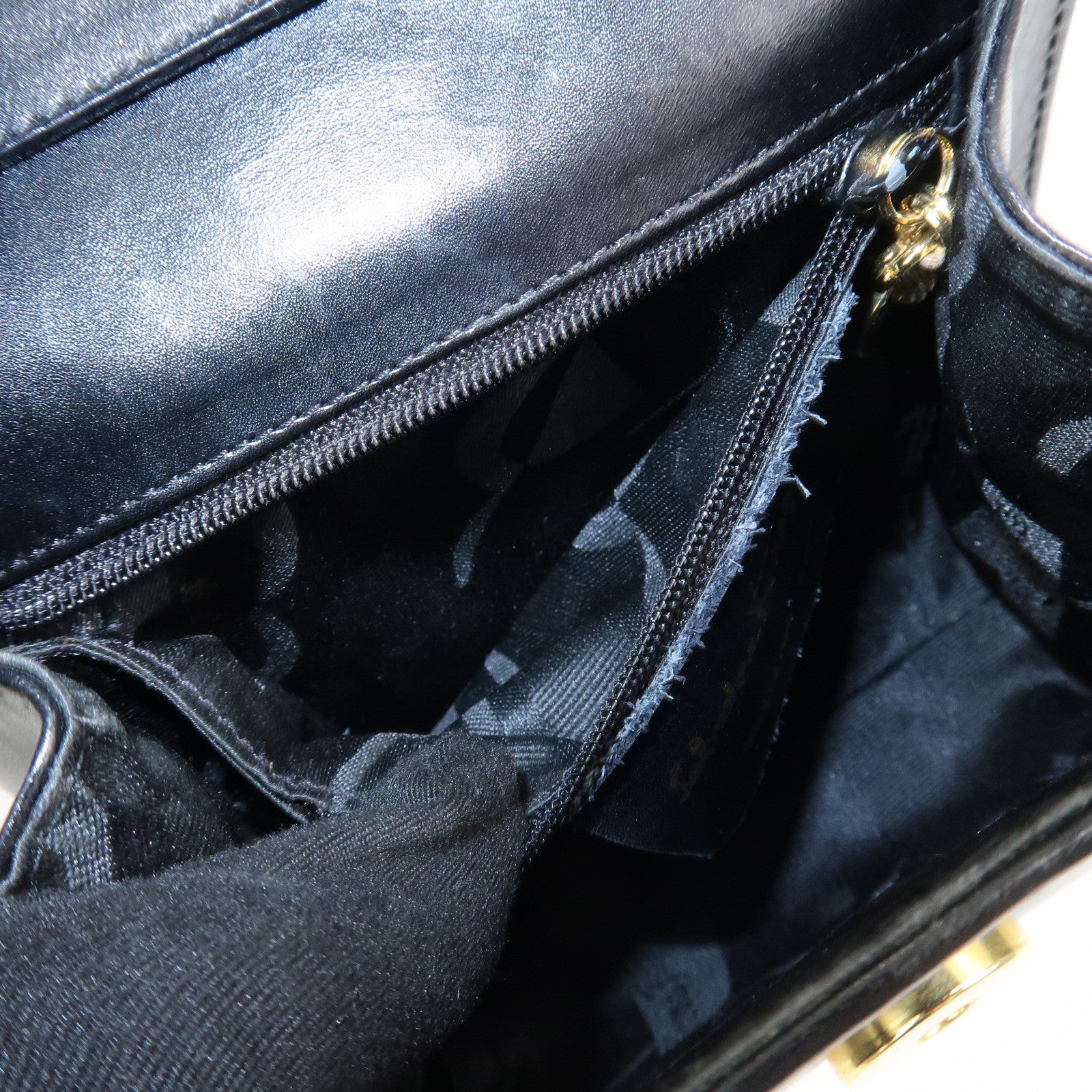 Ferragamo Varra Ribbon Leather 2Way Bag Shoulder Bag Hand Bag Black