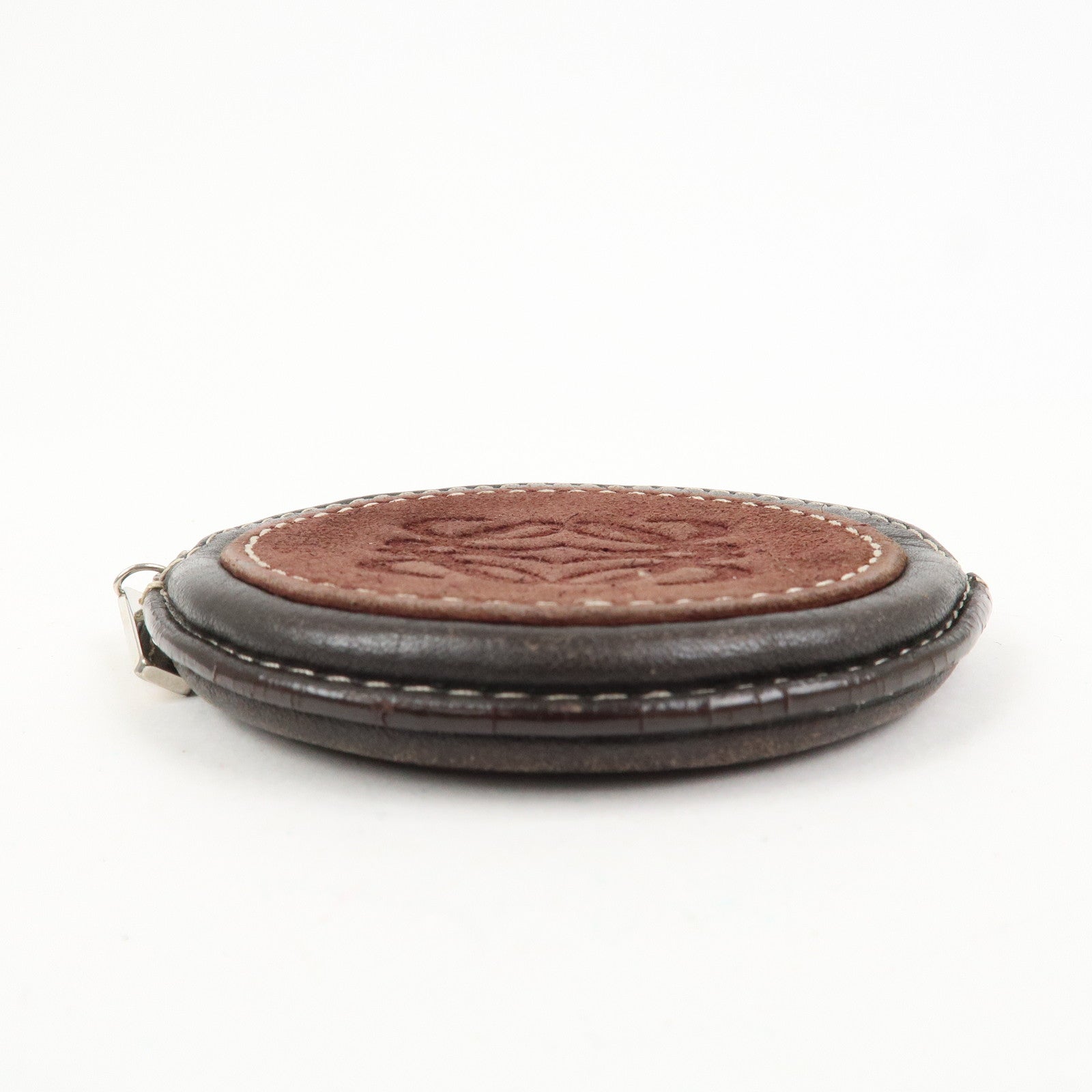 LOEWE Set of 2 Leather Suede Coin Case Red Brown