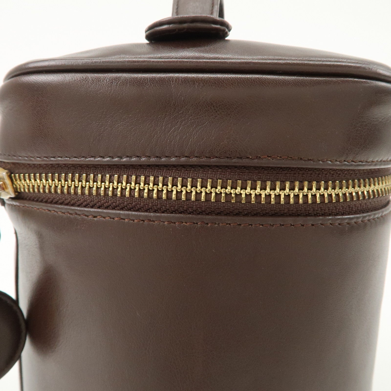 CHANEL COCO Mark Leather Vanity Bag Hand Bag Cosmetic Bag Brown A01998